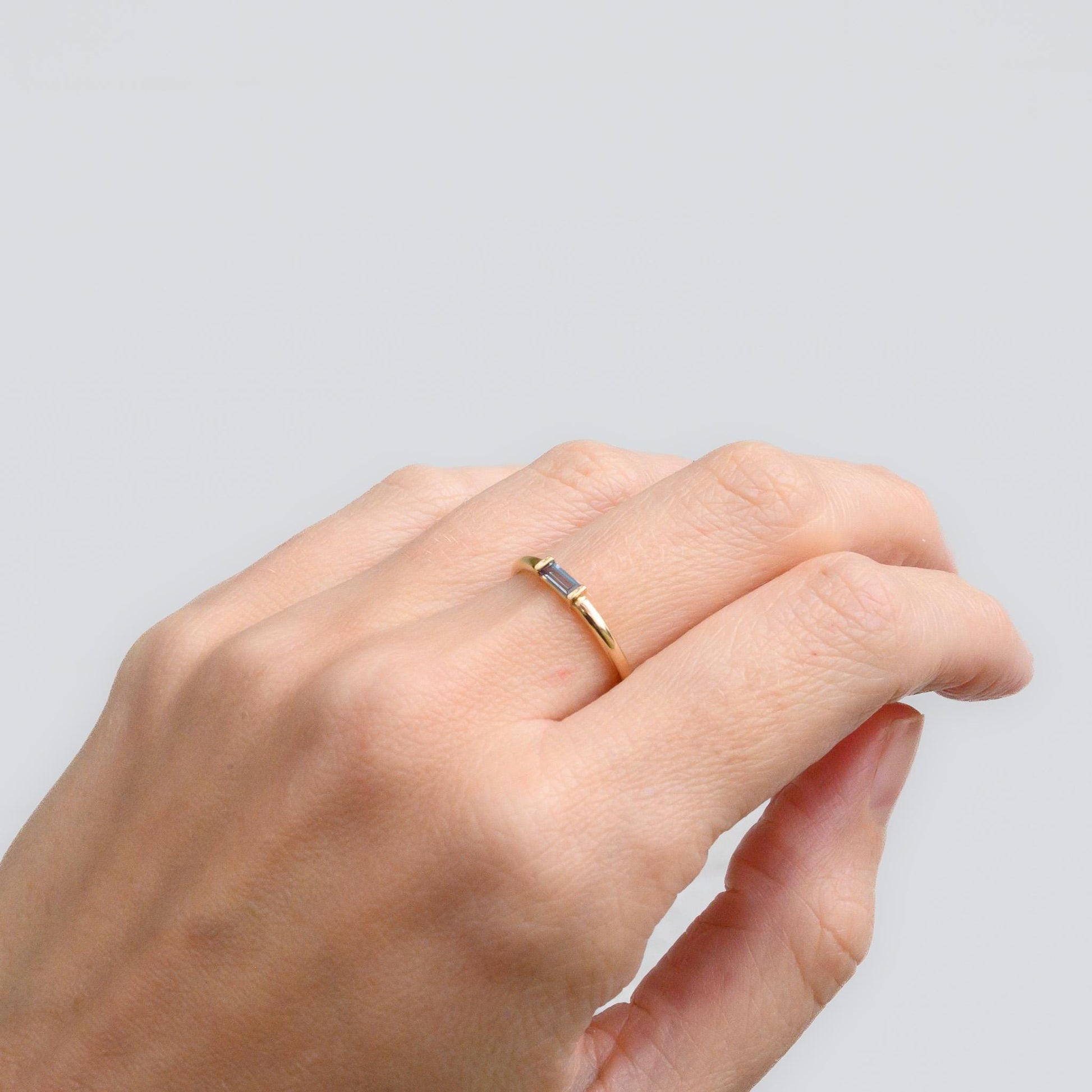 Gold Alexandrite Stacking Ring, Size 6.25