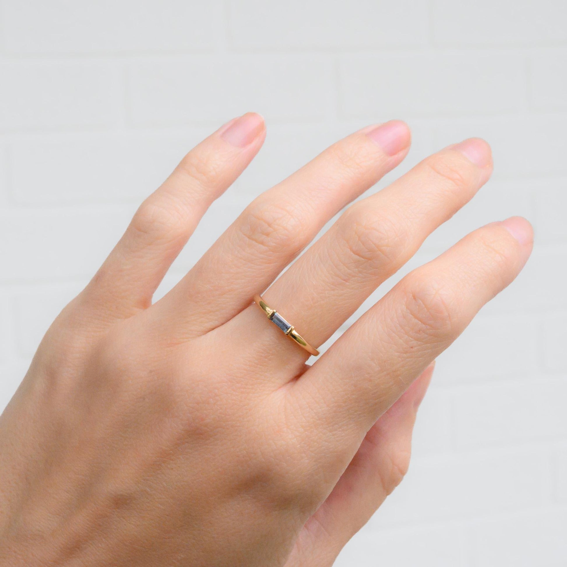 Gold Alexandrite Stacking Ring, Size 6.25