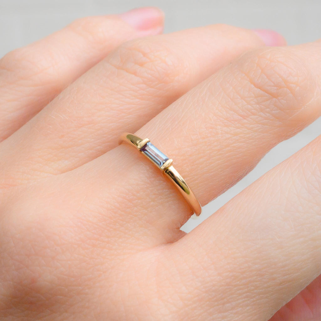 Gold Alexandrite Stacking Ring, Size 6.25