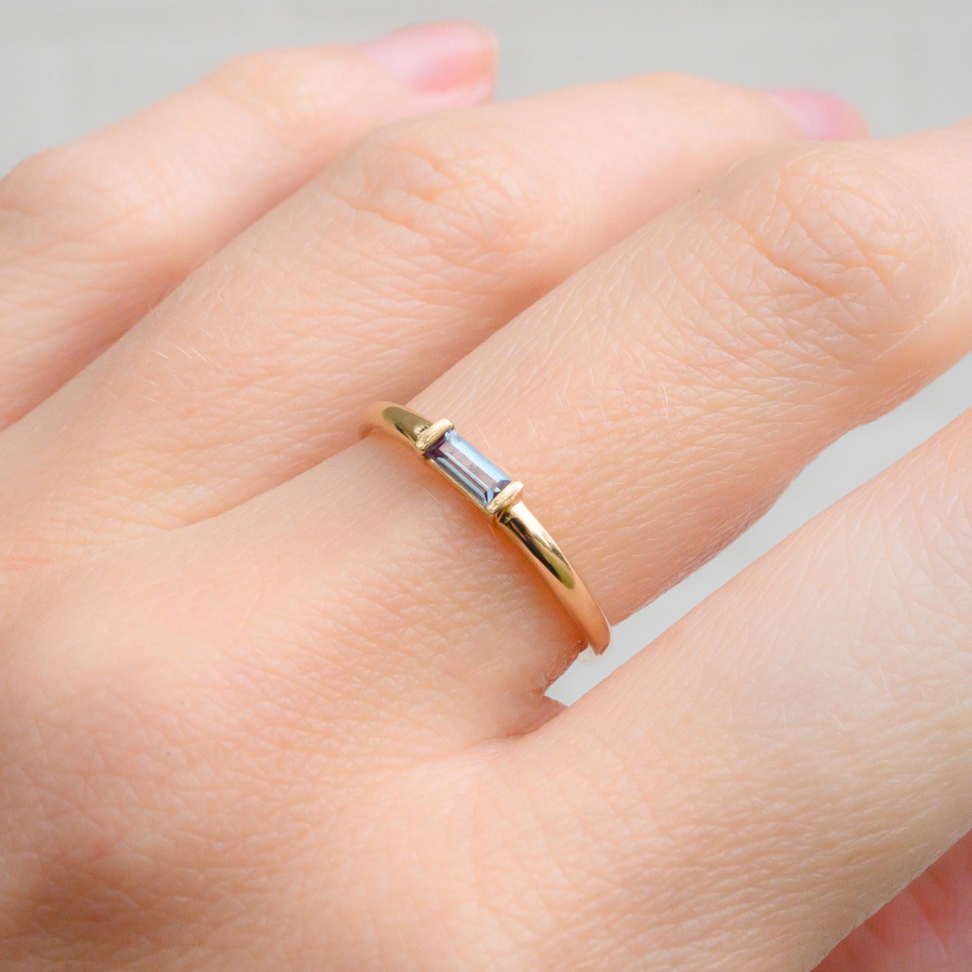 Gold Alexandrite Stacking Ring, Size 6.25