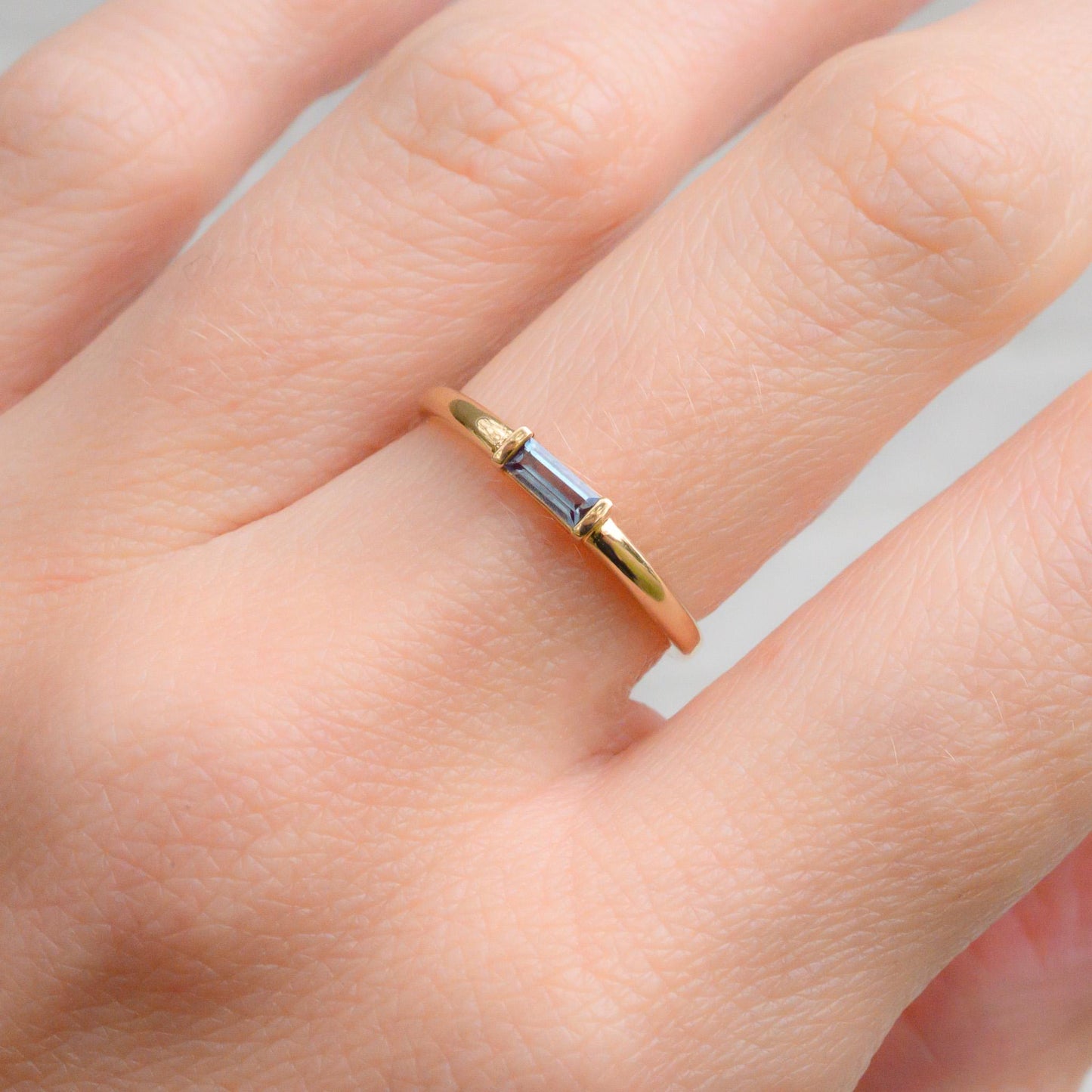 Gold Alexandrite Stacking Ring, Size 6.25