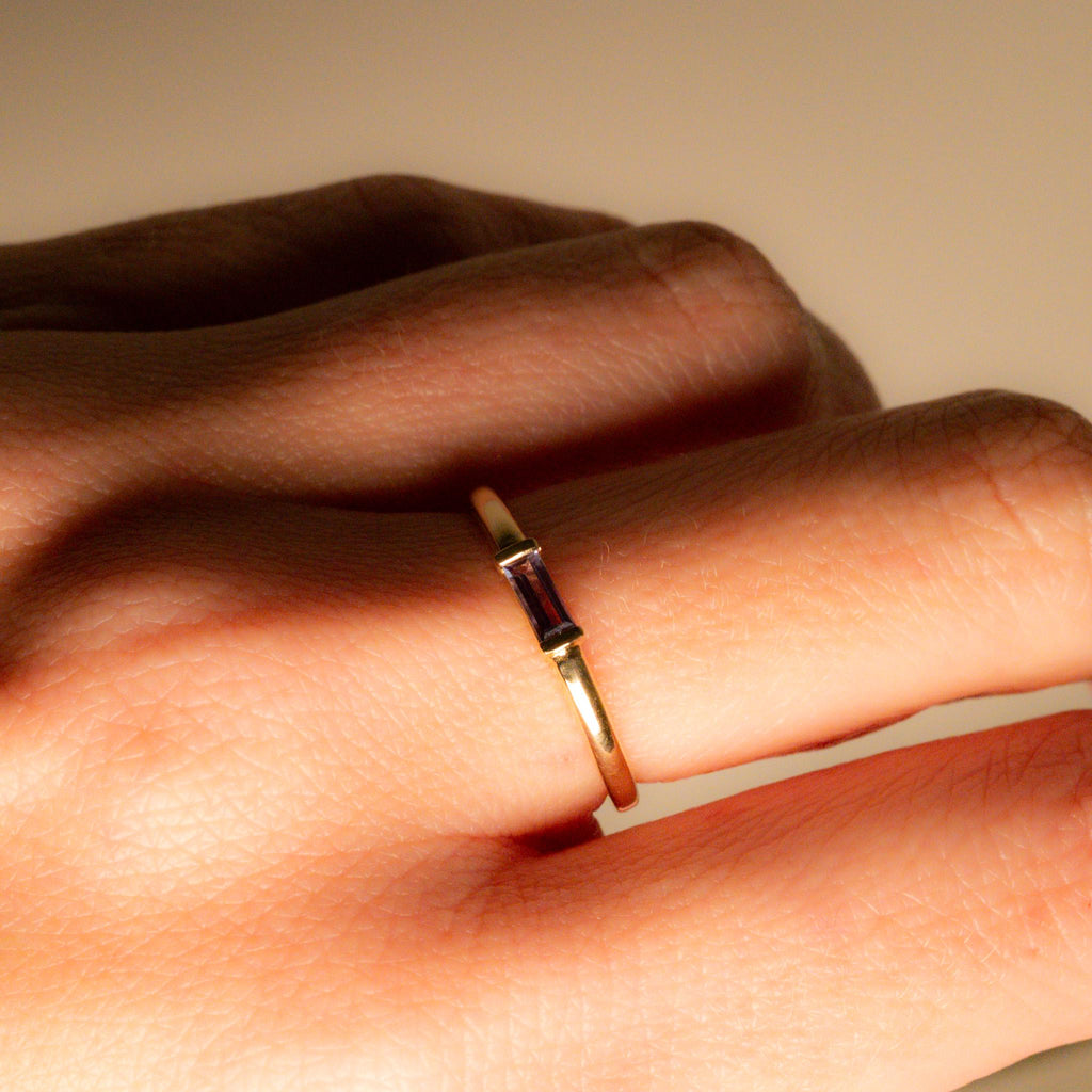 Gold Alexandrite Stacking Ring, Size 6.25