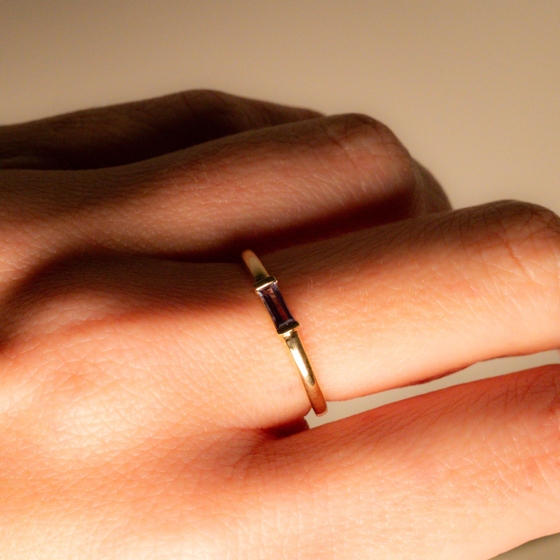 Gold Alexandrite Stacking Ring, Size 6.25