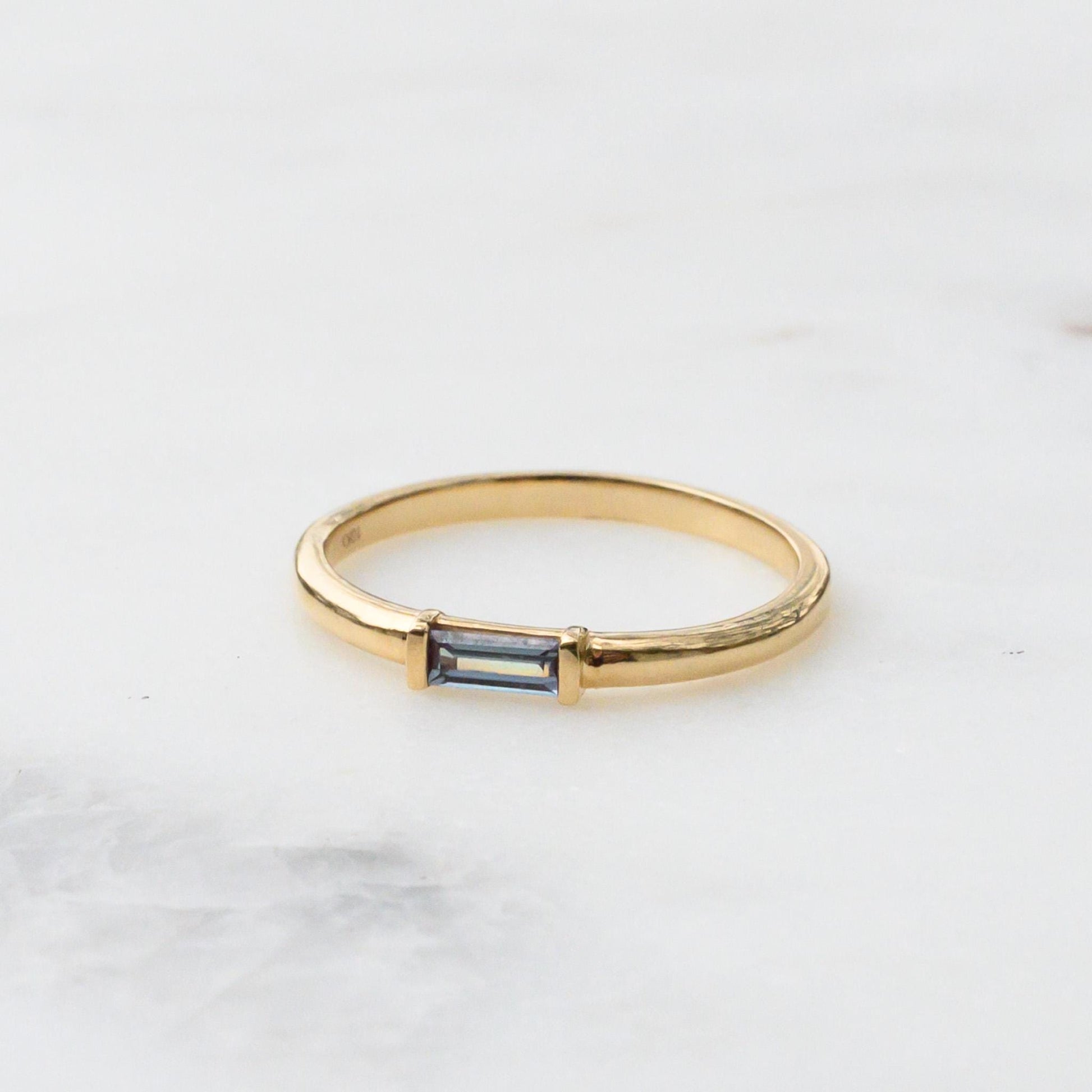 Gold Alexandrite Stacking Ring, Size 6.25