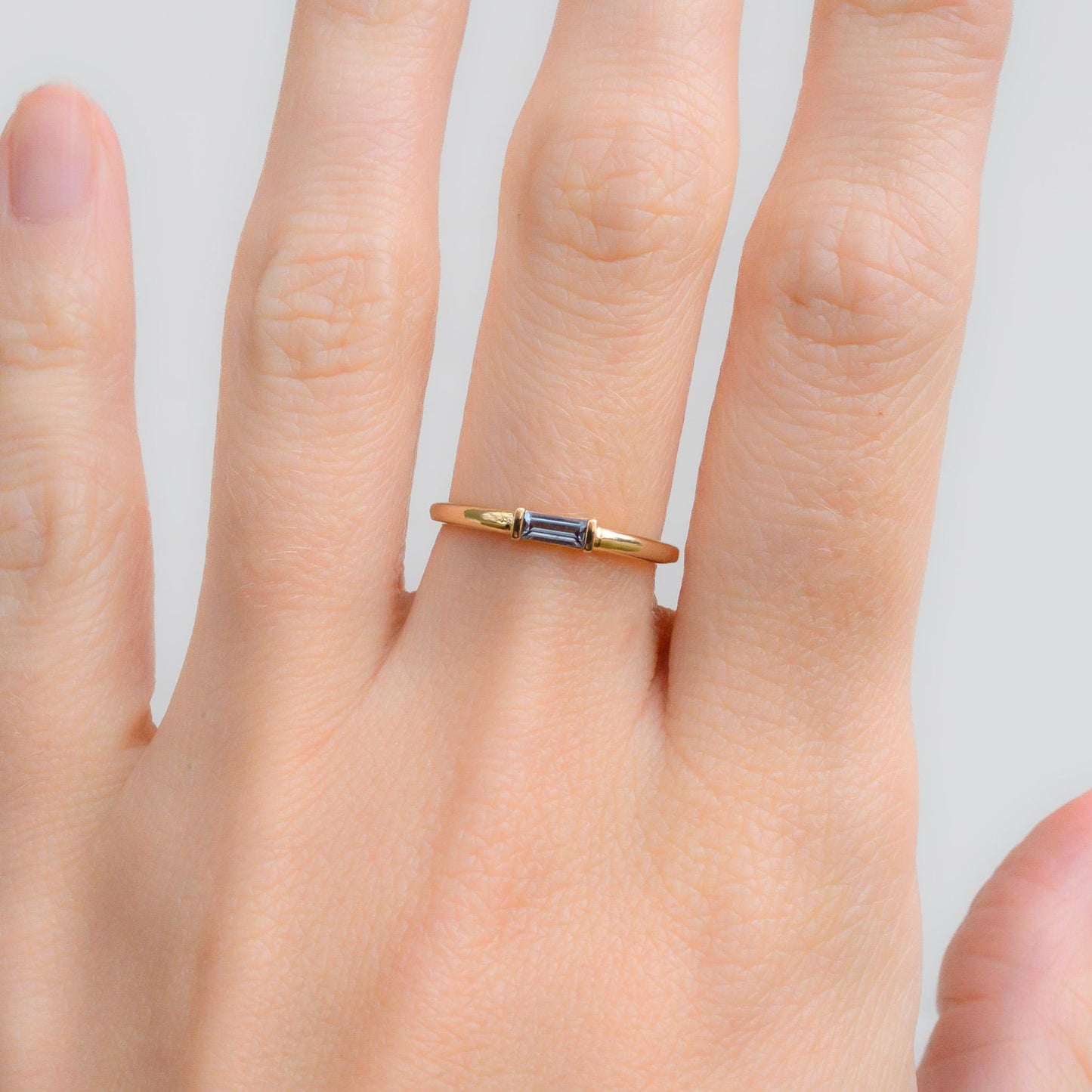 Gold Alexandrite Stacking Ring, Size 6.25