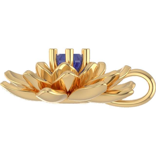 RESERVED Custom 14K Solid Gold Tanzanite Necklace Lotus / Water Lily