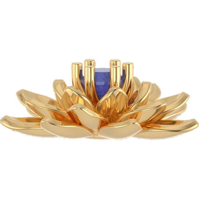 RESERVED Custom 14K Solid Gold Tanzanite Necklace Lotus / Water Lily