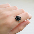 Antiqued Silver Lotus Ring, Size 6 – 14mm Water Lily Flower Jewelry