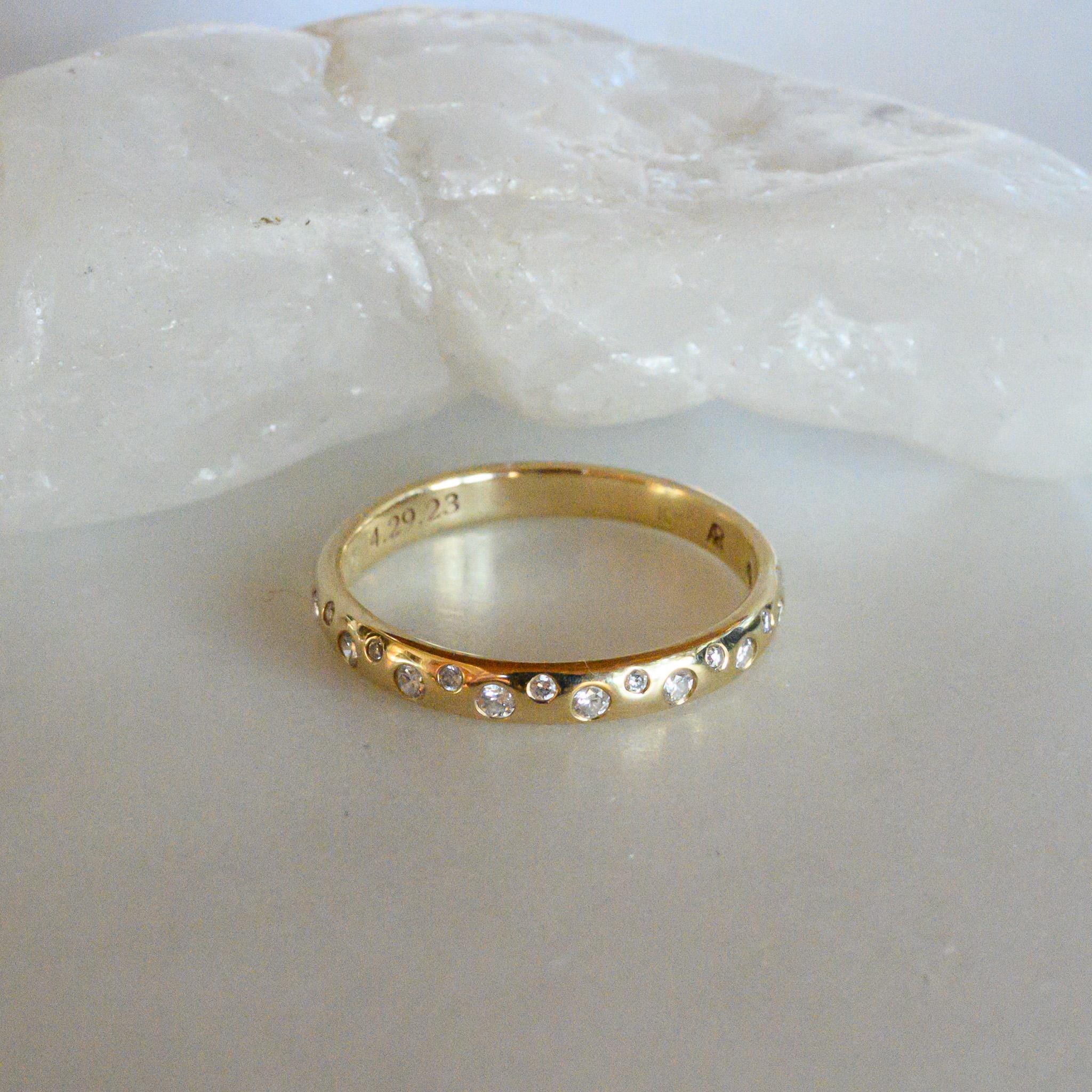 14K Gold Diamond Band – Natural Diamonds, Sizes 4-8.5, Custom Engraving