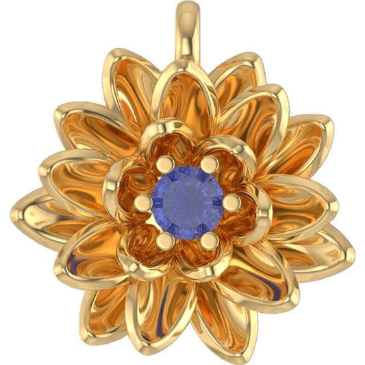 RESERVED Custom 14K Solid Gold Tanzanite Necklace Lotus / Water Lily