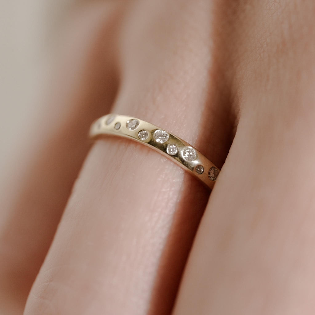 14K Gold Diamond Band – Natural Diamonds, Sizes 4-8.5, Custom Engraving