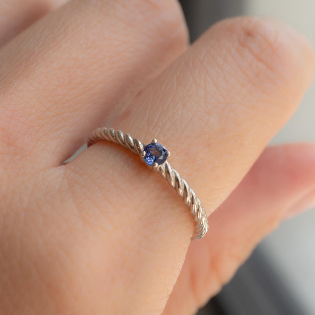 Stackable Rope Ring with Lab-Grown Sapphire