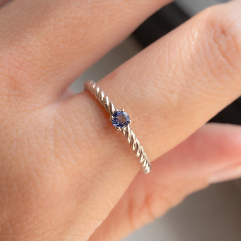 Stackable Rope Ring with Lab-Grown Sapphire