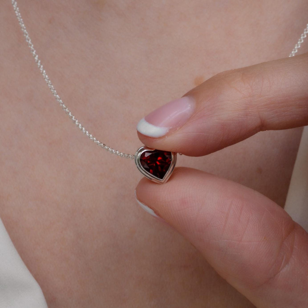 Garnet Heart Necklace