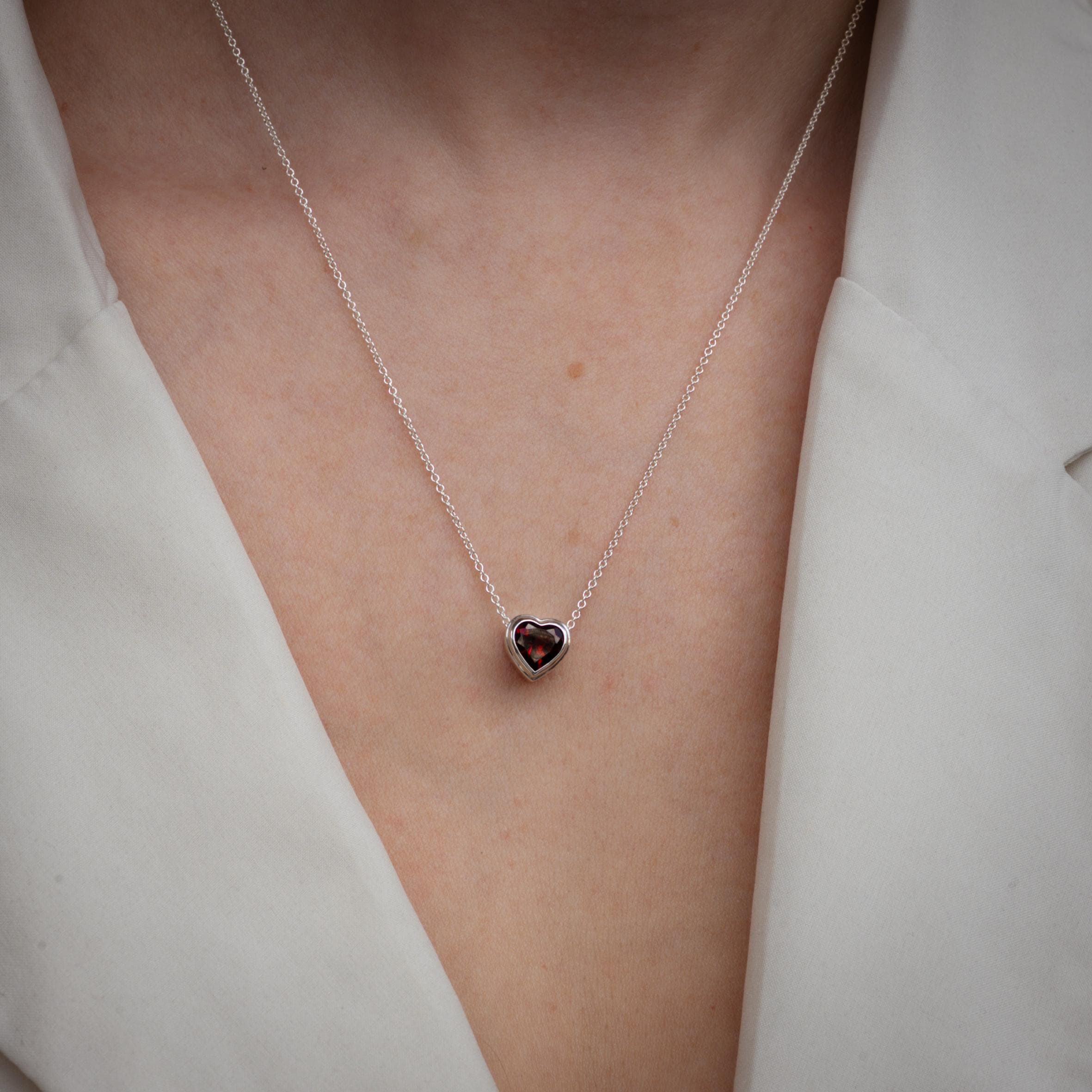 Garnet Heart Necklace