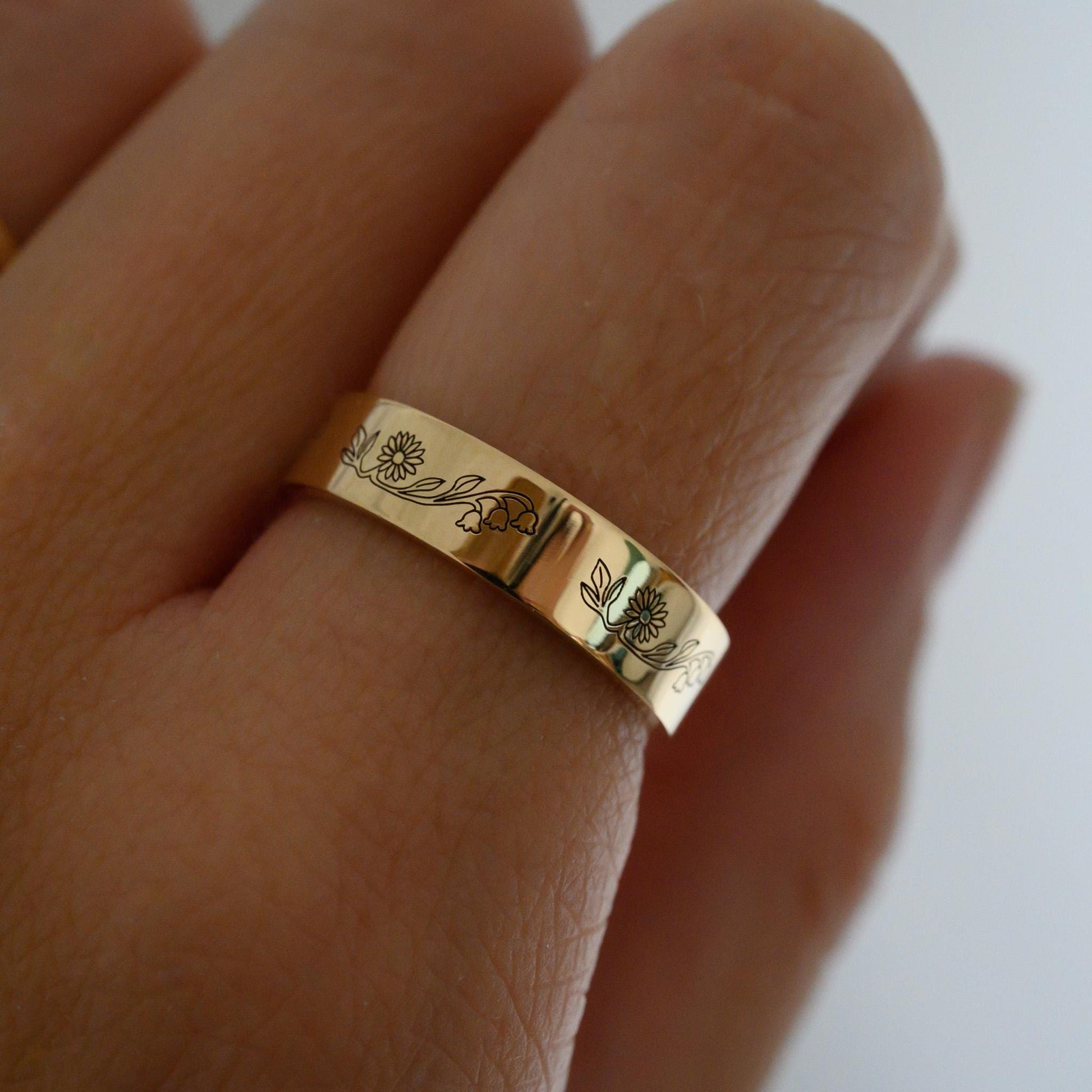 Custom Handwriting Ring in Solid 14k Gold or Silver, Actual Handwriting Band Ring, Eternity, Wedding Band, Memorial Ring, Laser Engraved