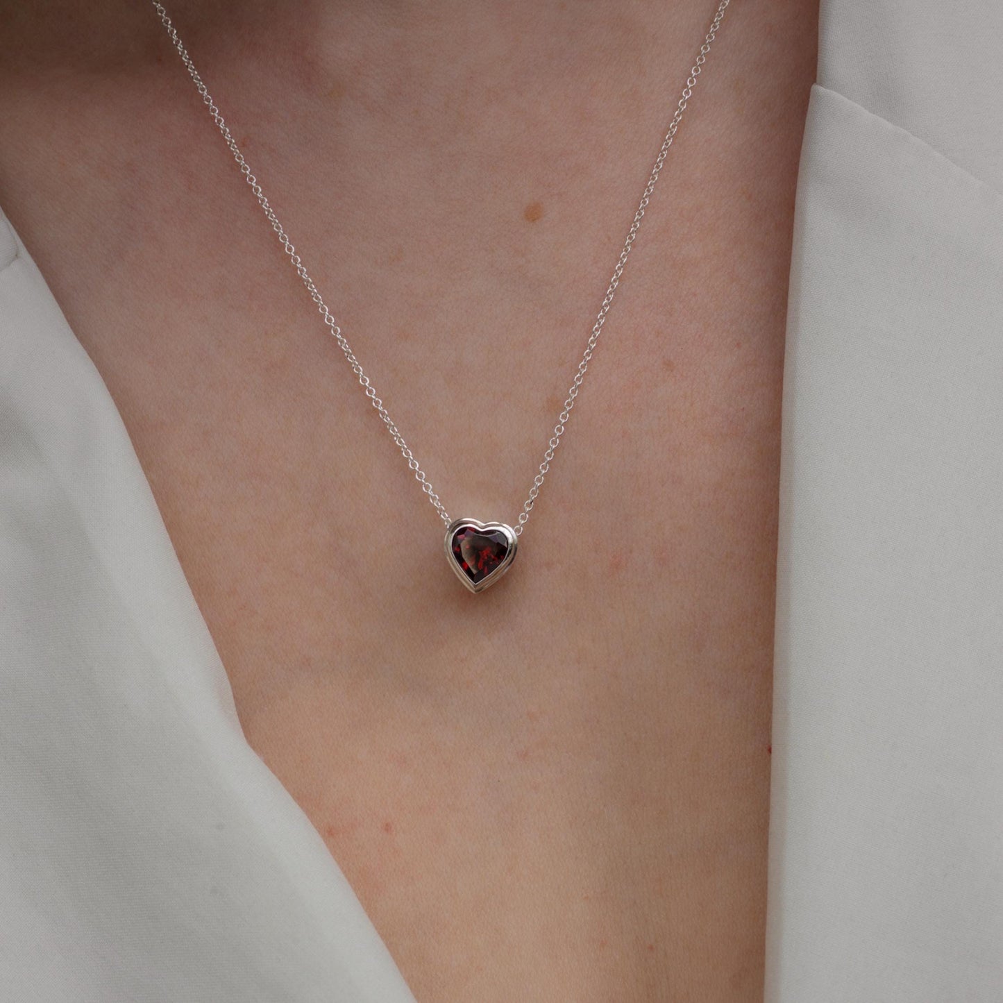 Garnet Heart Necklace
