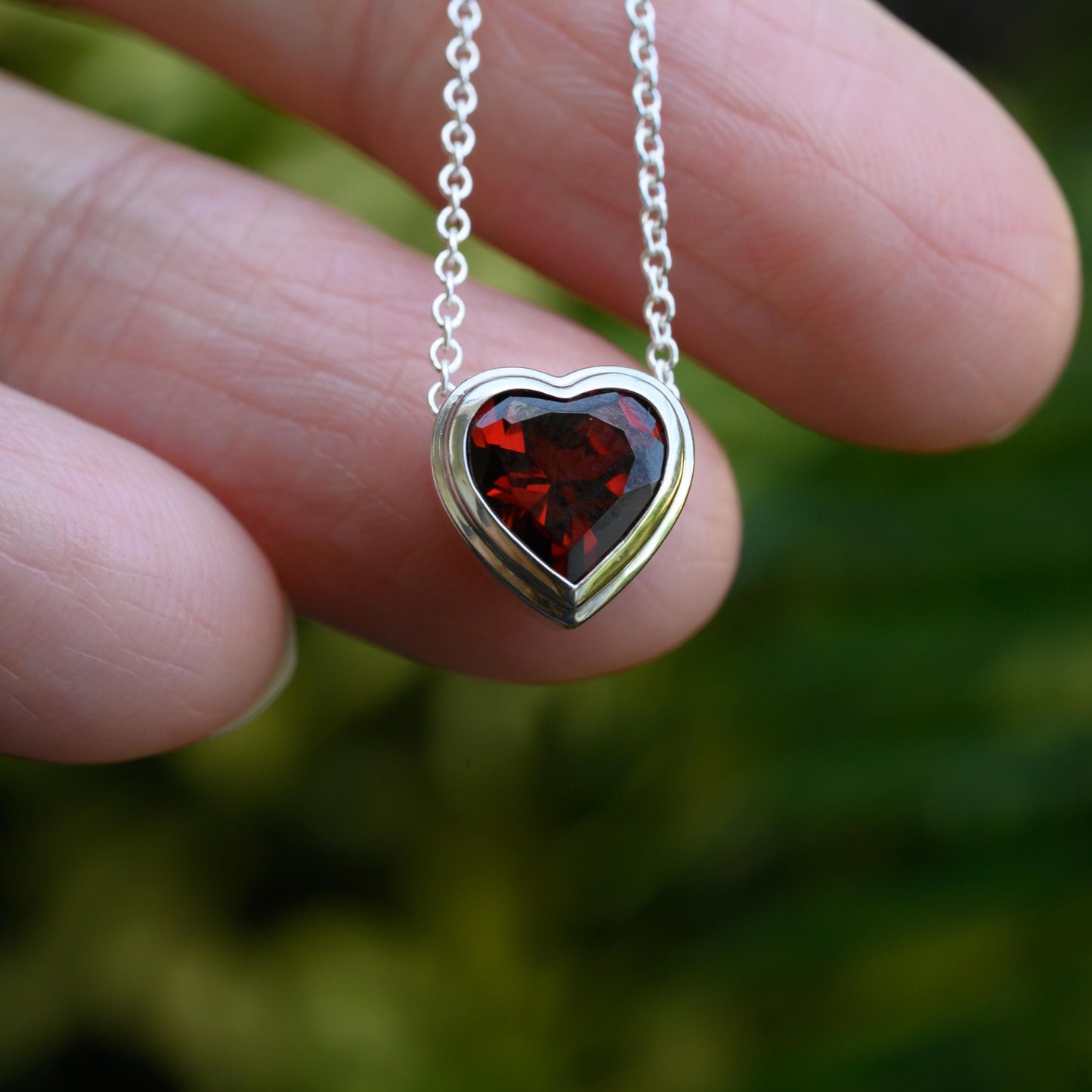 Garnet Heart Necklace