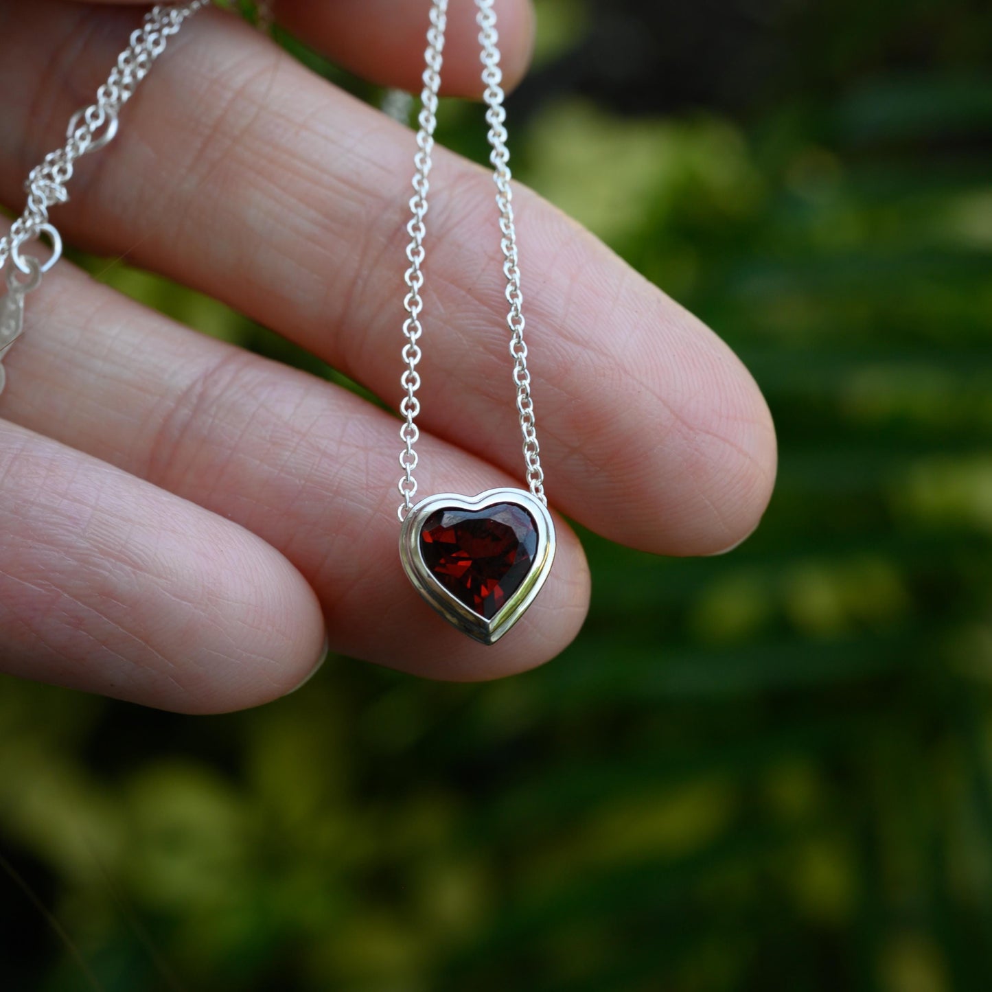 Garnet Heart Necklace