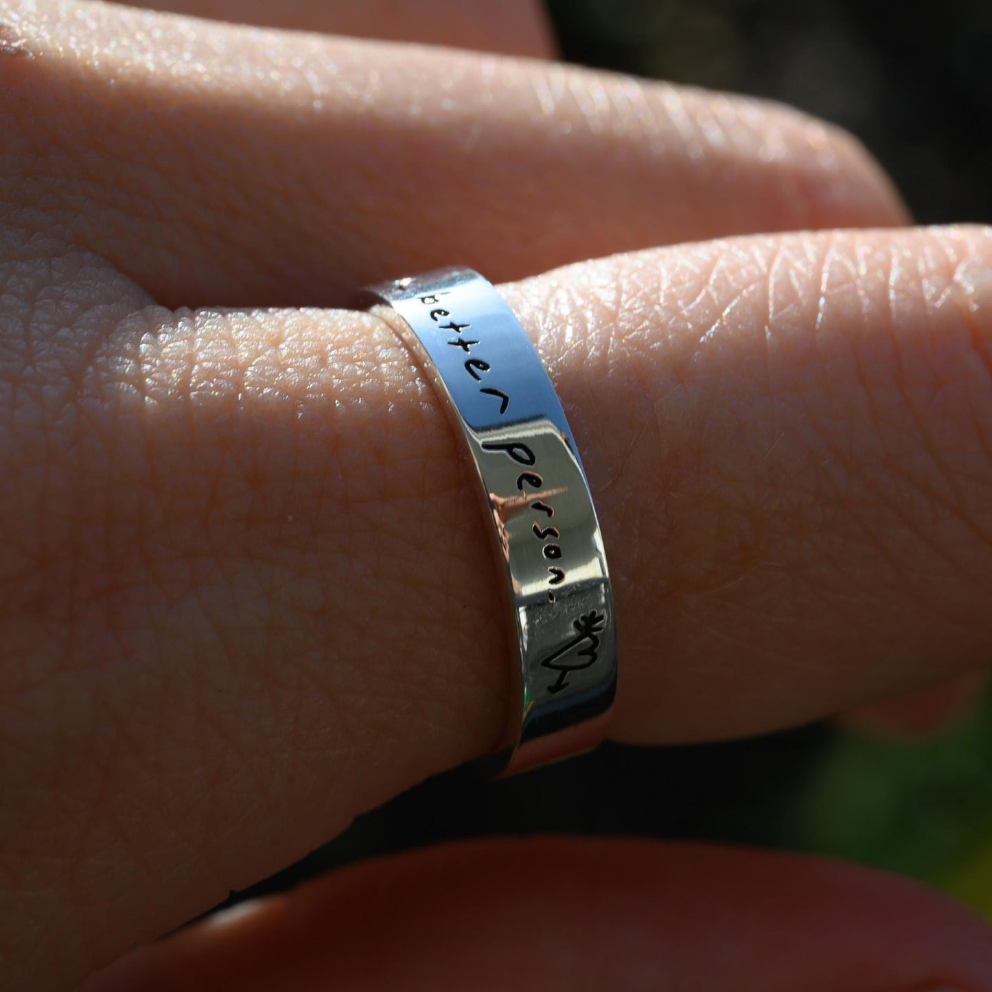 Custom Handwriting Ring in Solid 14k Gold or Silver, Actual Handwriting Band Ring, Eternity, Wedding Band, Memorial Ring, Laser Engraved