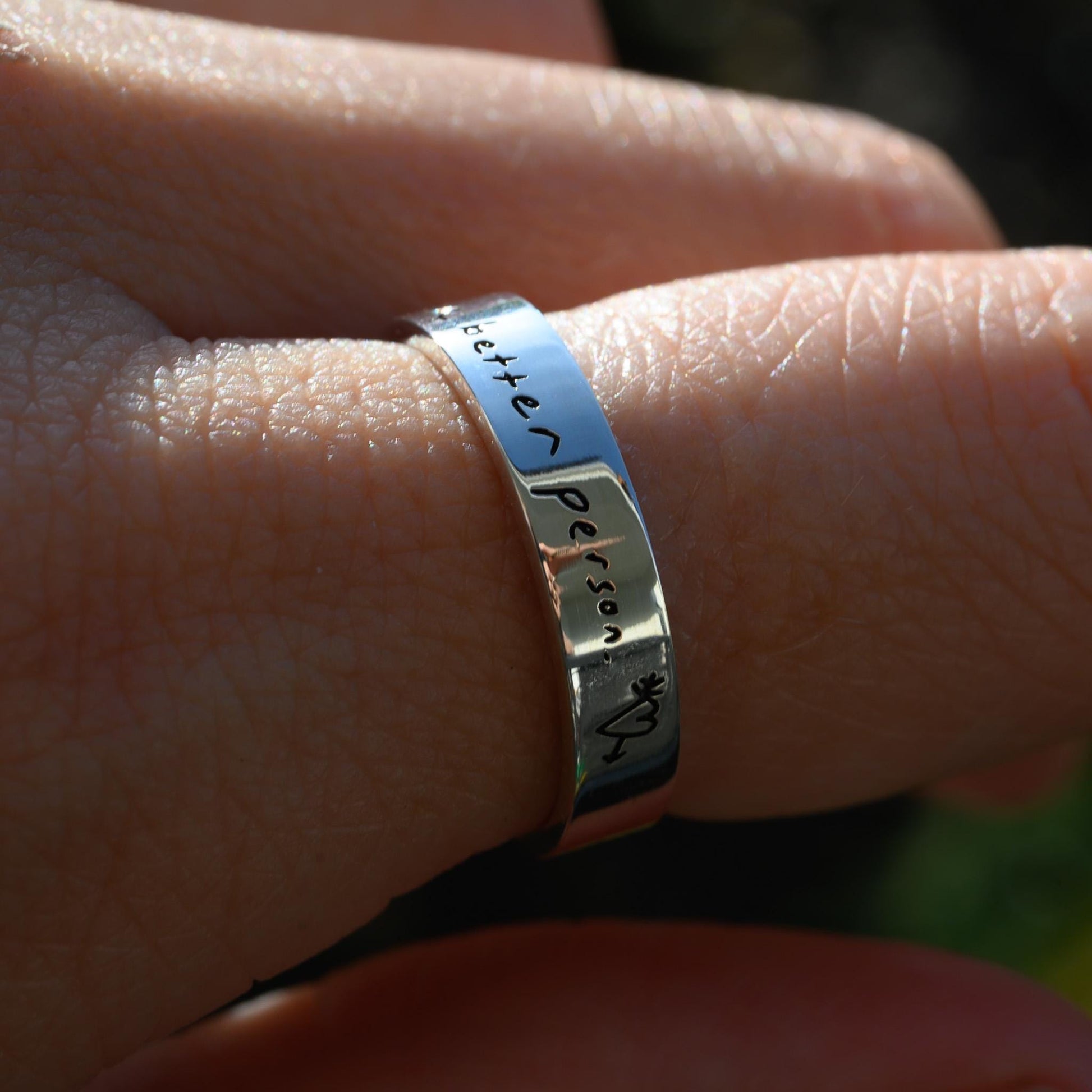 Custom Handwriting Ring in Solid 14k Gold or Silver, Actual Handwriting Band Ring, Eternity, Wedding Band, Memorial Ring, Laser Engraved