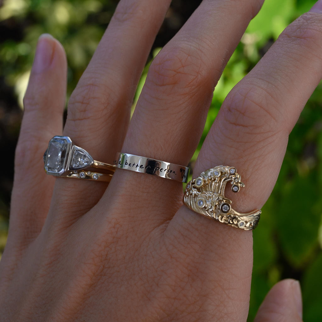 Laser Engraved Handwriting Ring