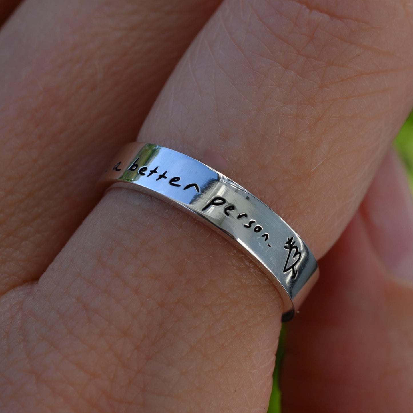 Laser Engraved Handwriting Ring