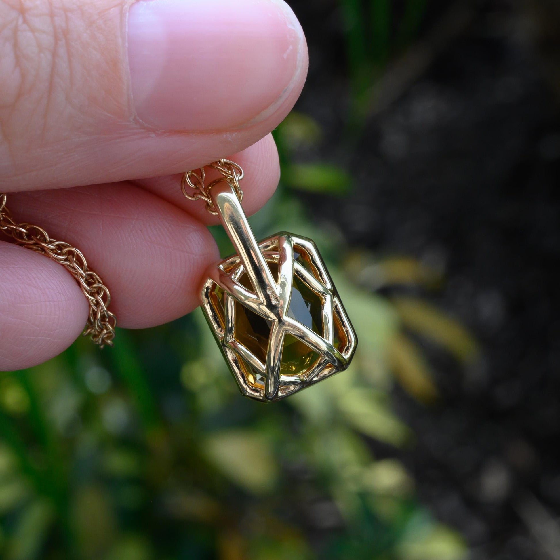 Stunning Citrine 14K Yellow Gold Necklace Charm – Choose with or without 14K Rope Chain
