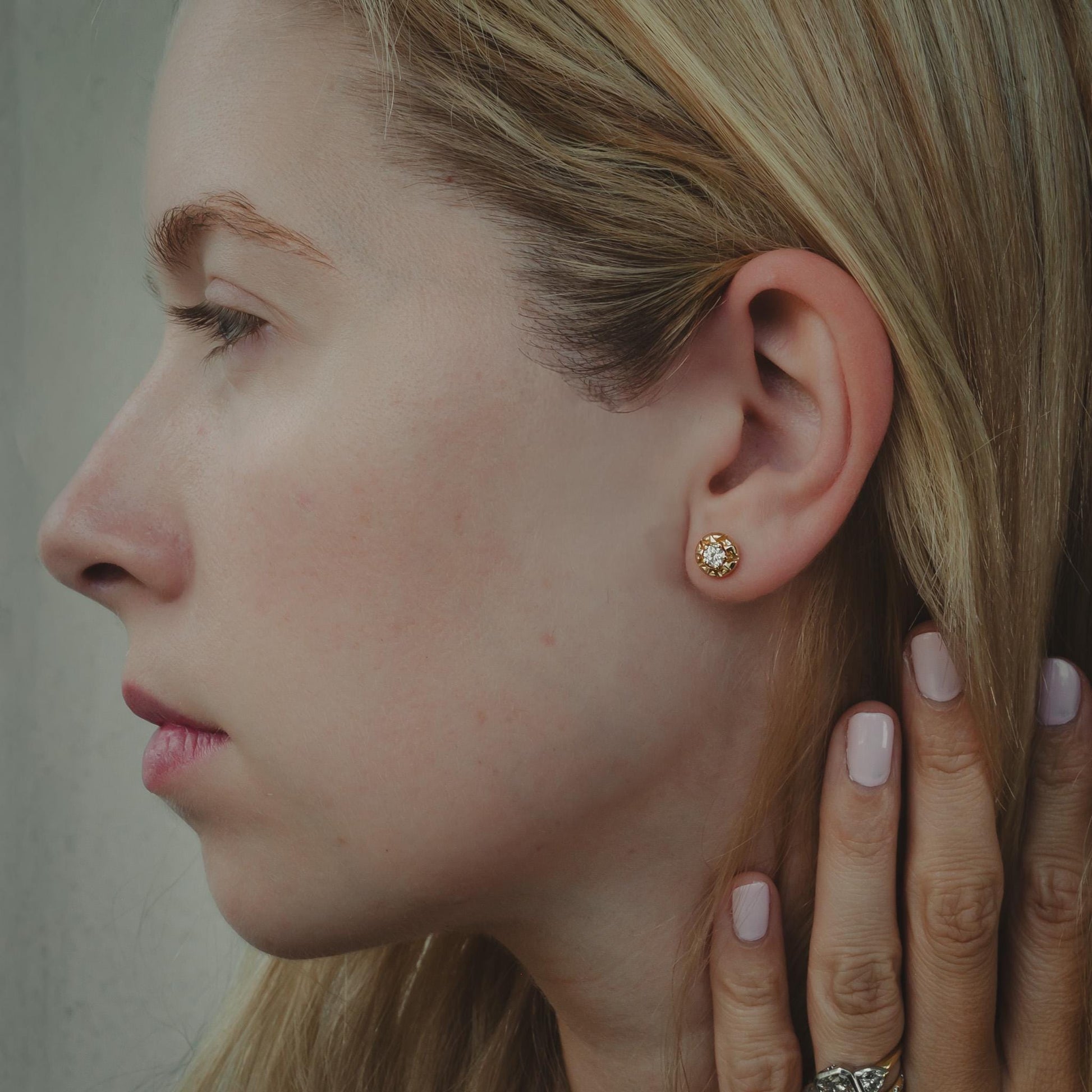 Midcentury Modern Starburst Stud Earrings, 3.5mm Lab-Grown Diamond, White Gold, Rose Gold, Yellow Gold, or Platinum, Retro, Ethical Sparkle