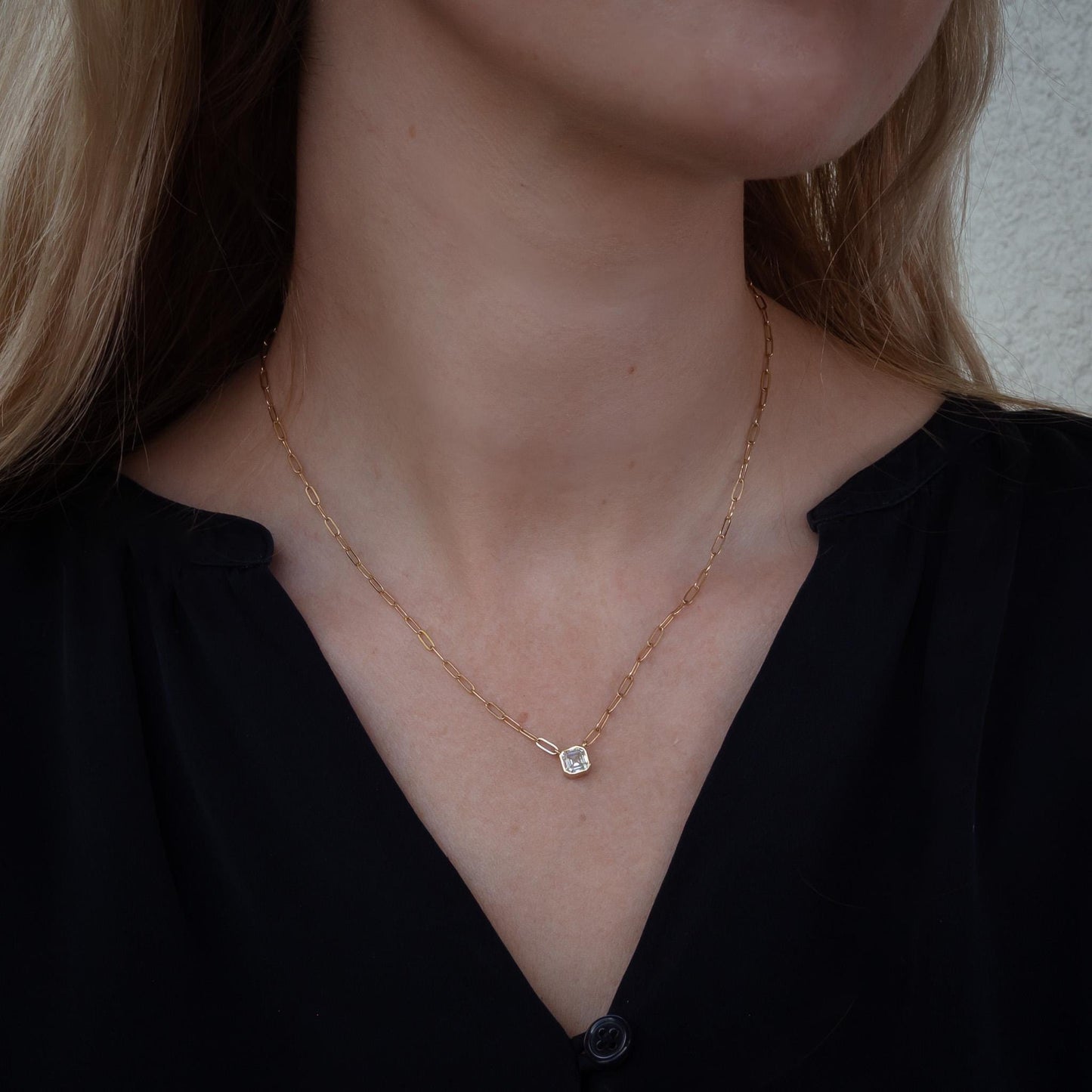 Elegant Lab-Grown Moissanite Asscher Cut Necklace