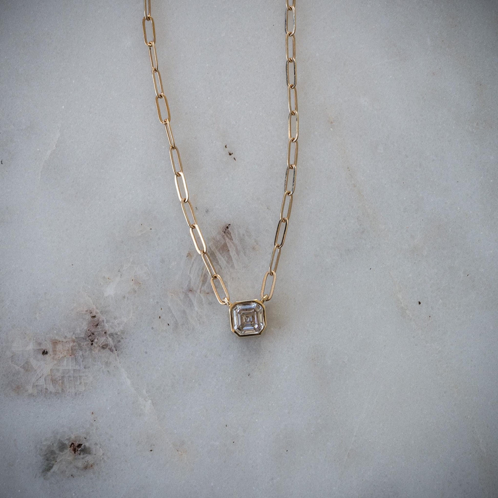 Elegant Lab-Grown Moissanite Asscher Cut Necklace
