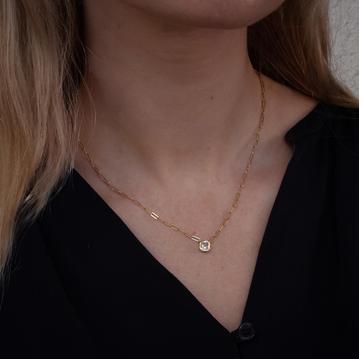 Elegant Lab-Grown Moissanite Asscher Cut Necklace