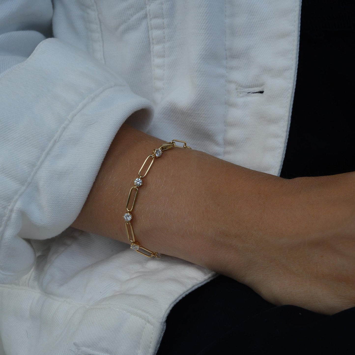 Gold Diamond Link Bracelet