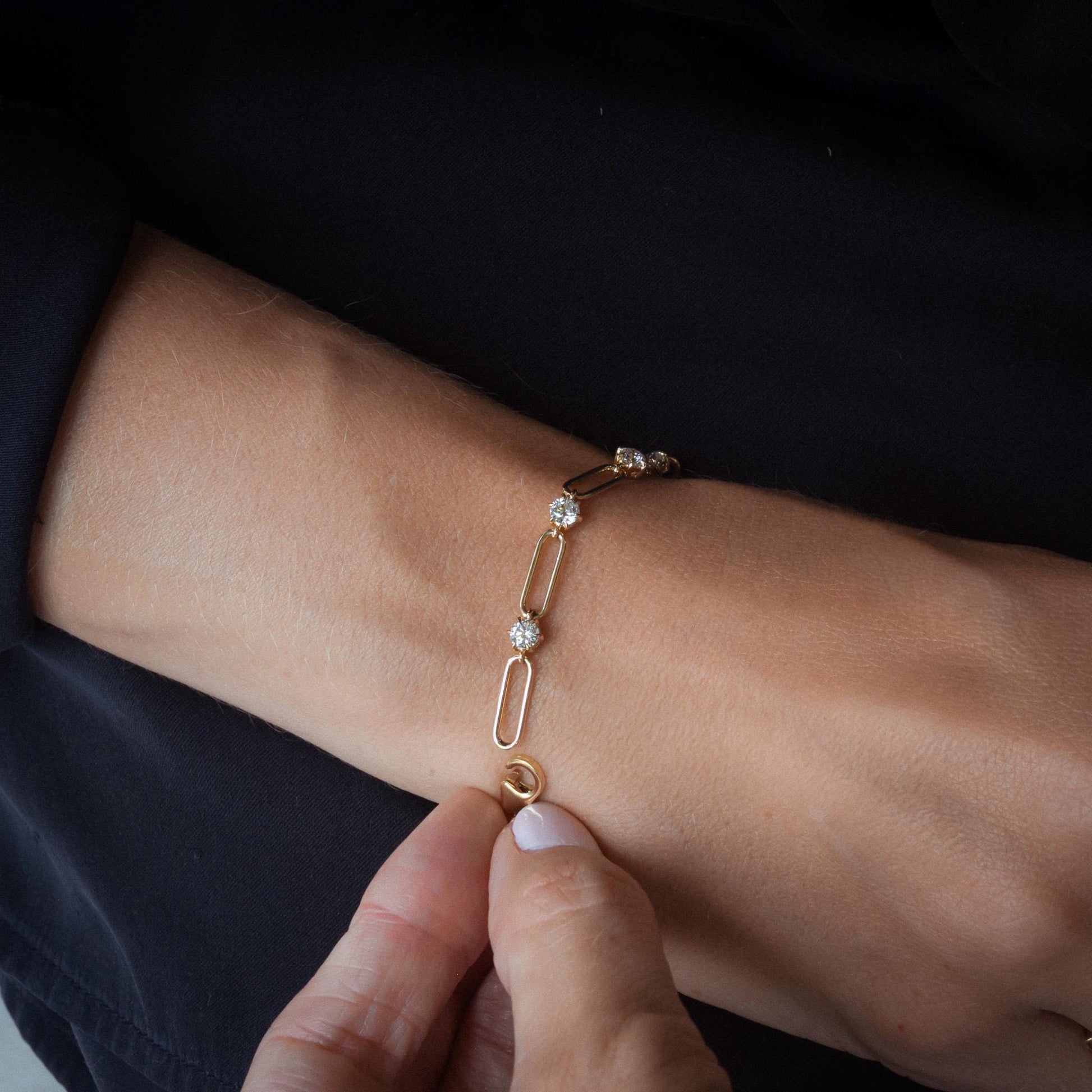 Gold Diamond Link Bracelet