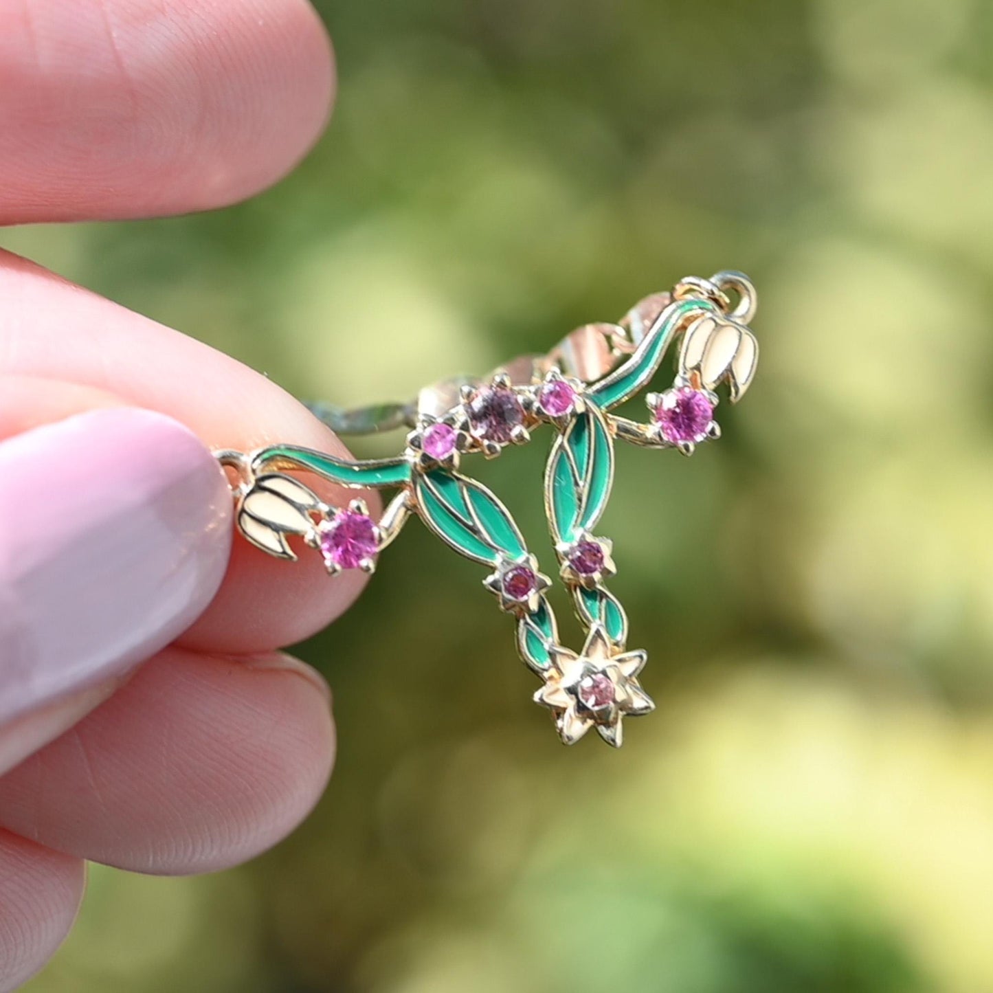 14k Gold Enamel Uterus Pendant