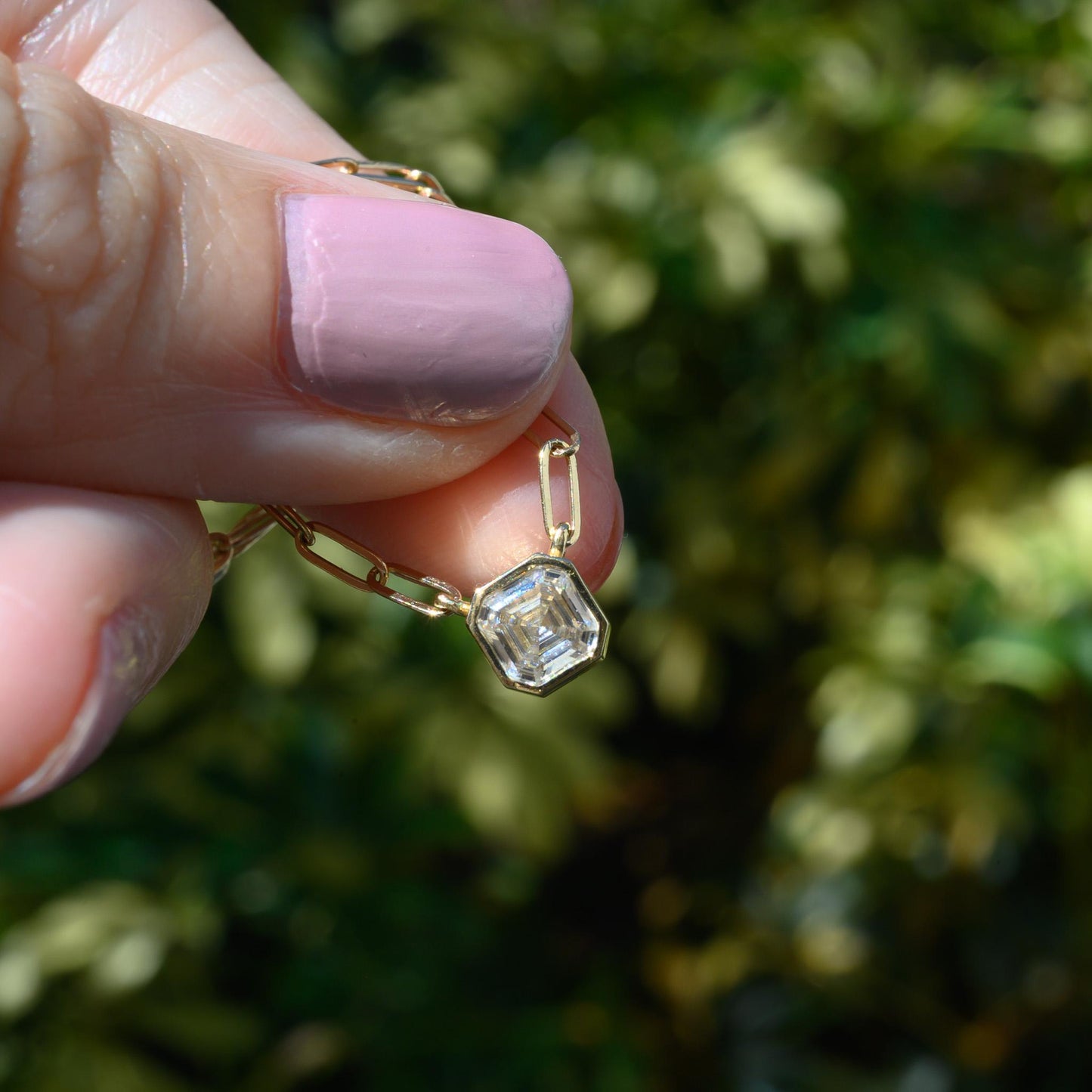 Elegant Lab-Grown Moissanite Asscher Cut Necklace