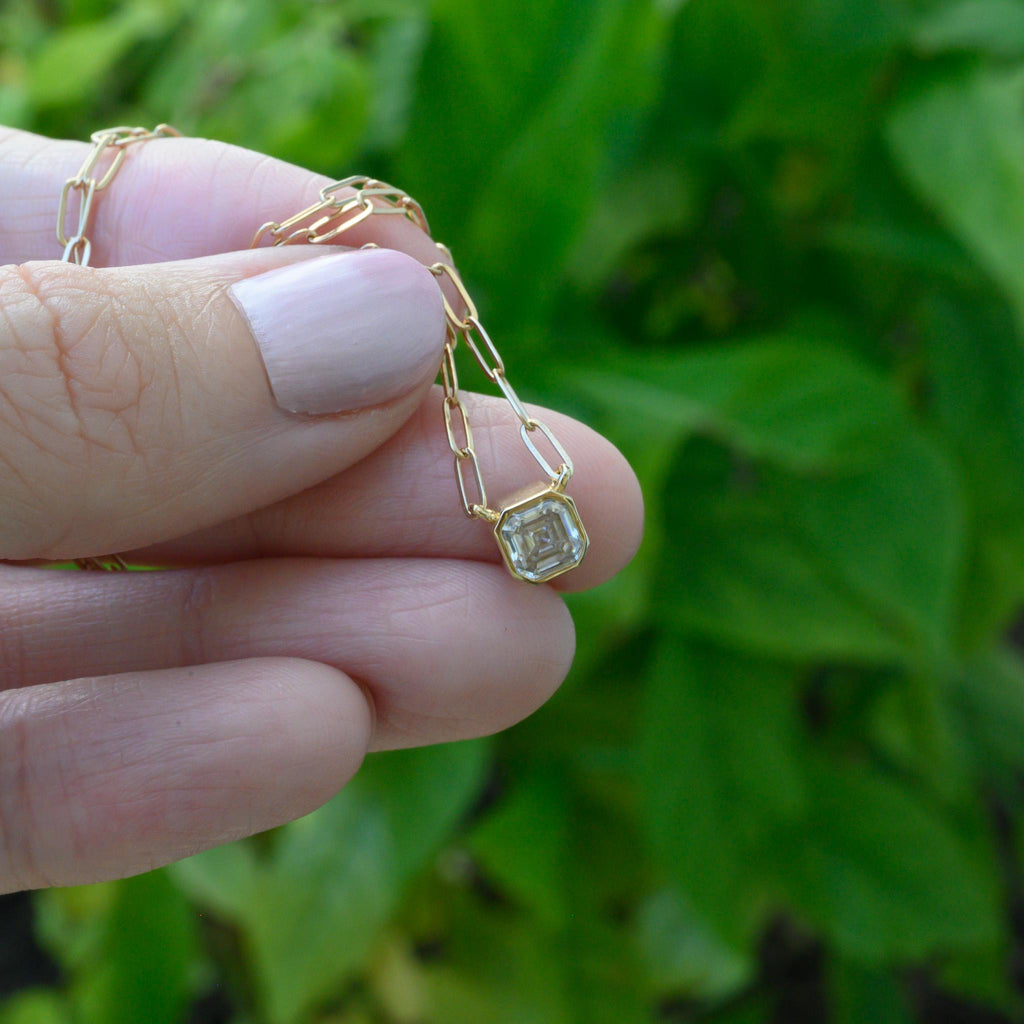 Elegant Lab-Grown Moissanite Asscher Cut Necklace