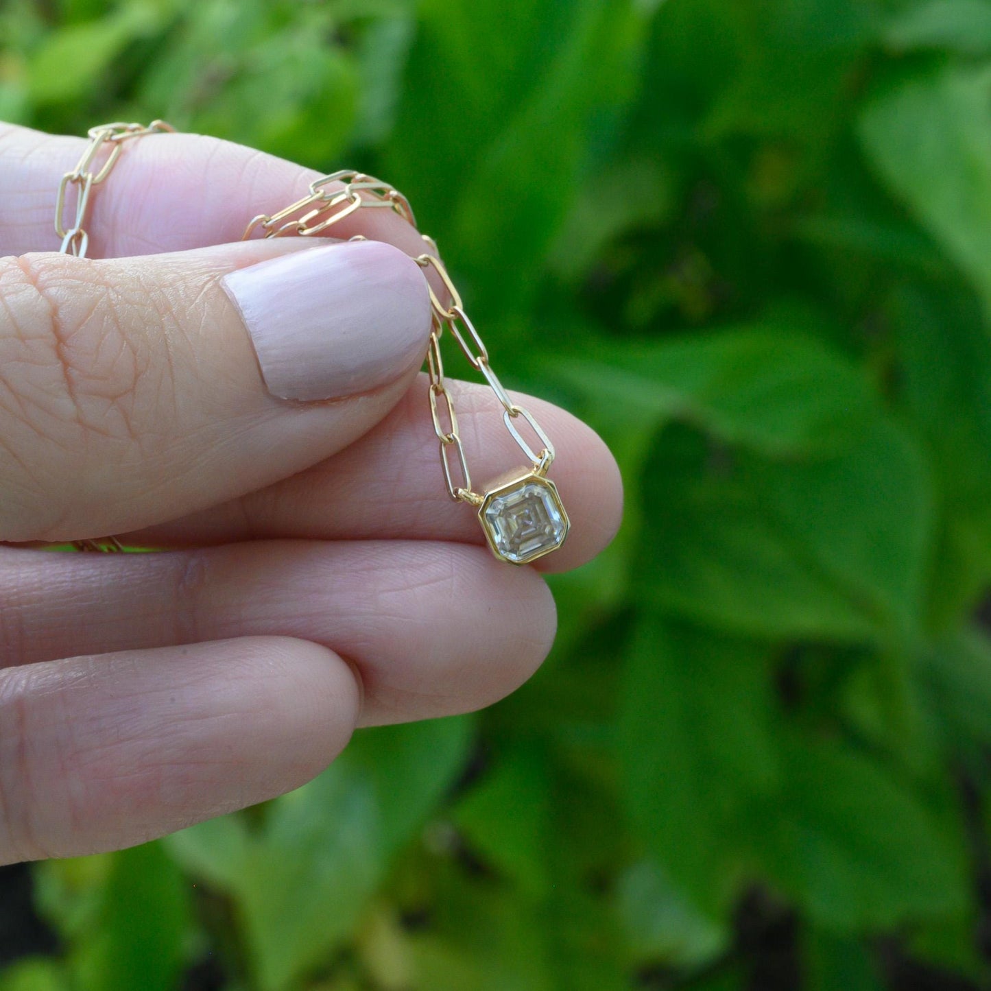 Elegant Lab-Grown Moissanite Asscher Cut Necklace