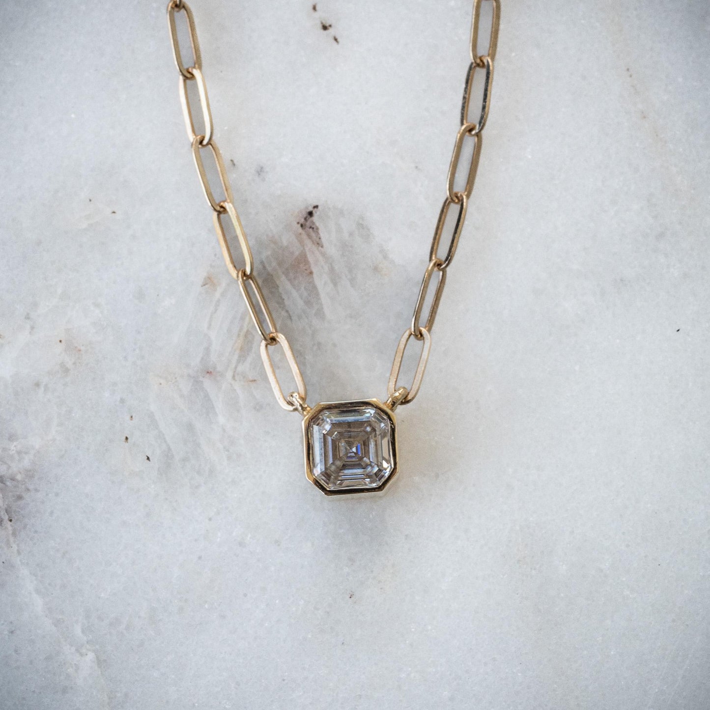 Elegant Lab-Grown Moissanite Asscher Cut Necklace