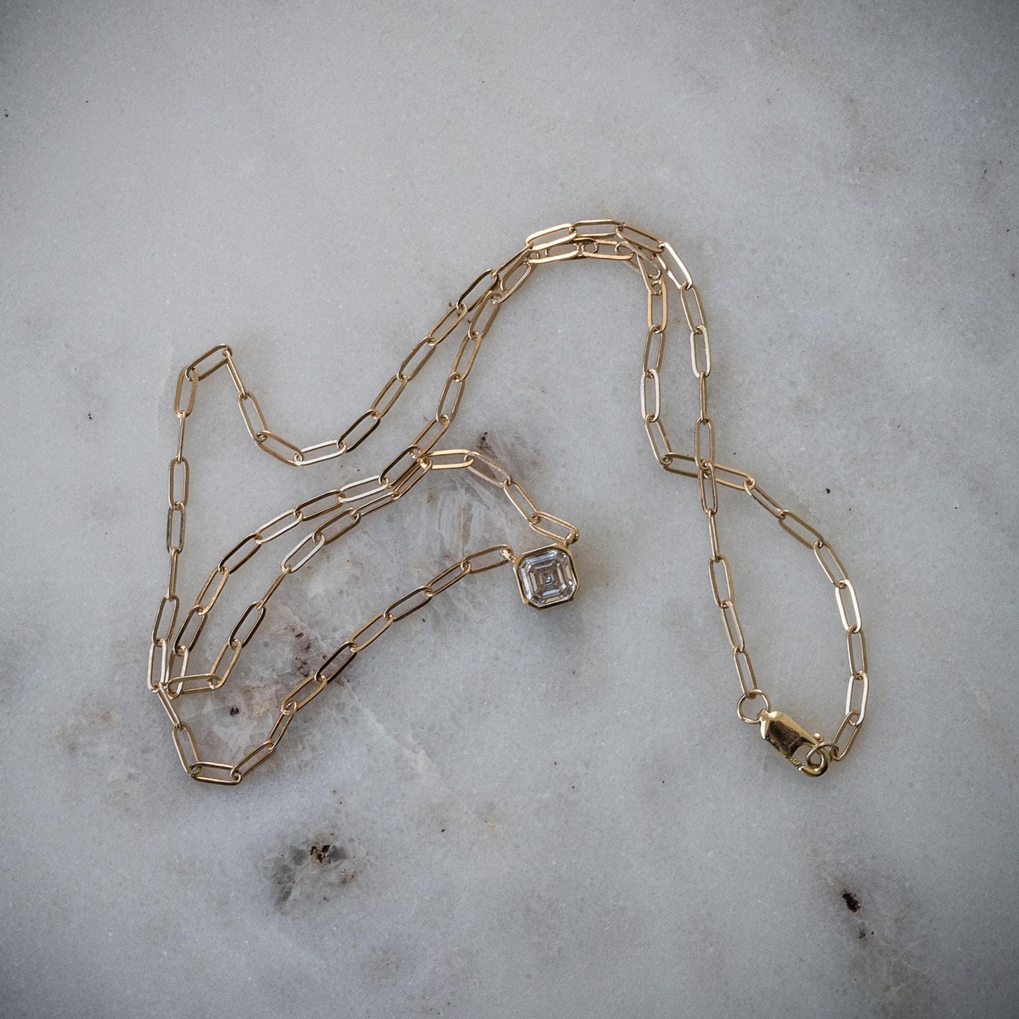 Elegant Lab-Grown Moissanite Asscher Cut Necklace