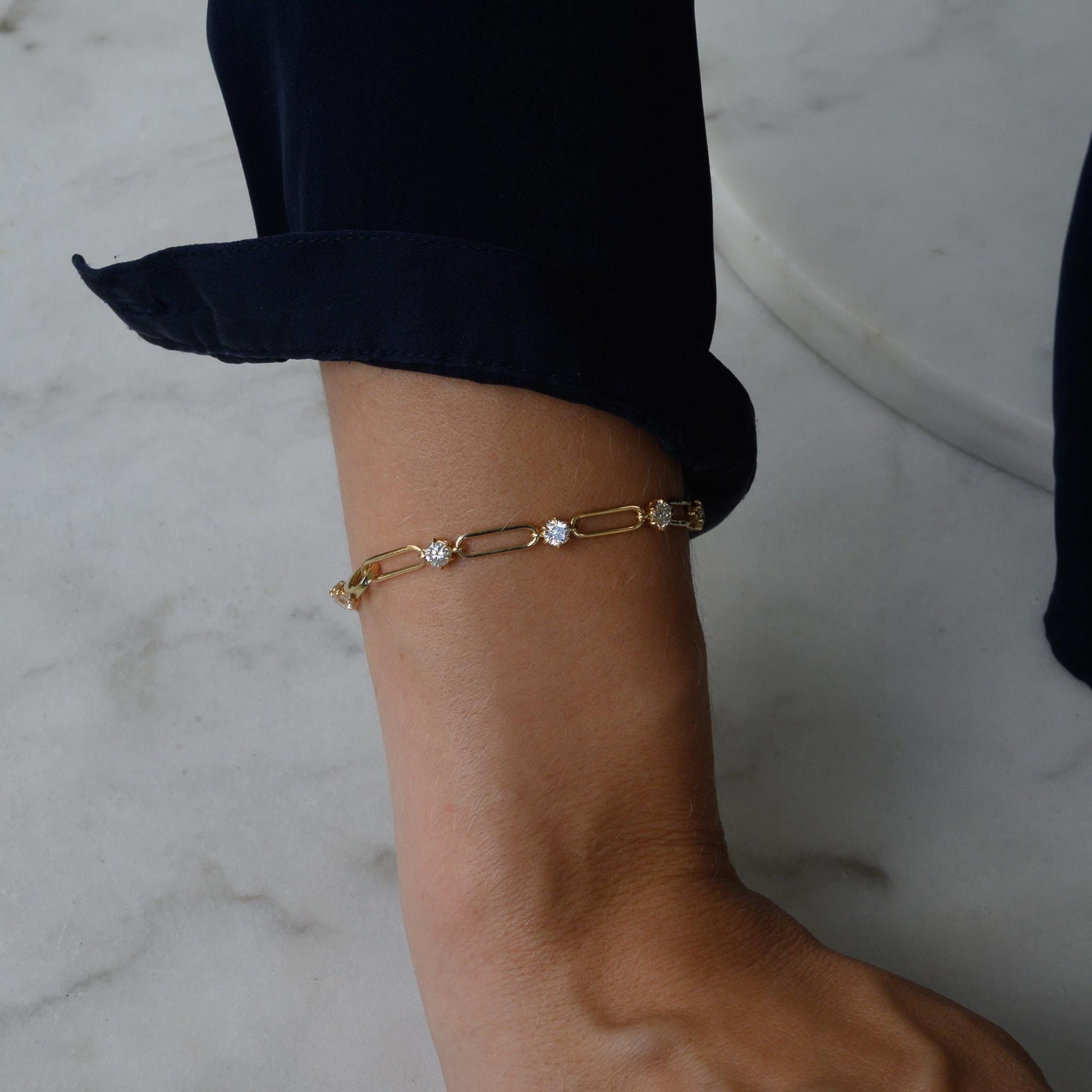 Gold Diamond Link Bracelet