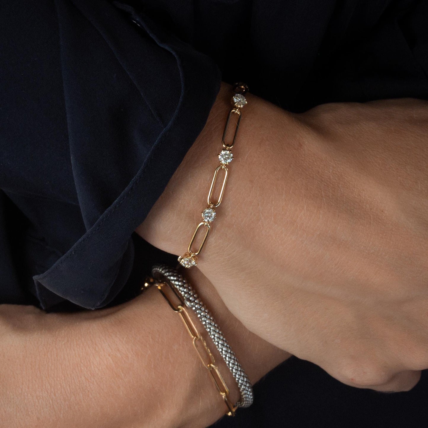 Gold Diamond Link Bracelet