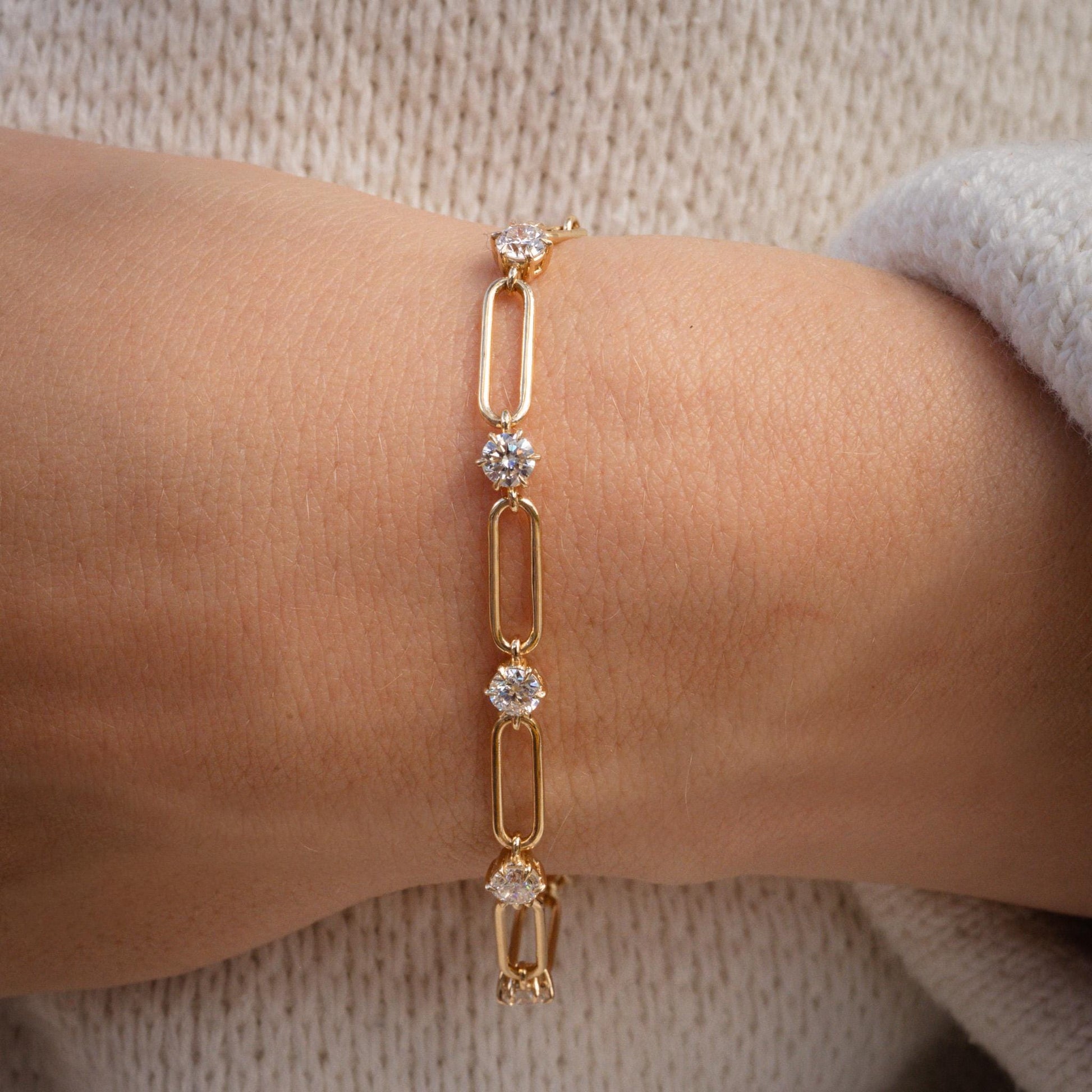 Gold Diamond Link Bracelet