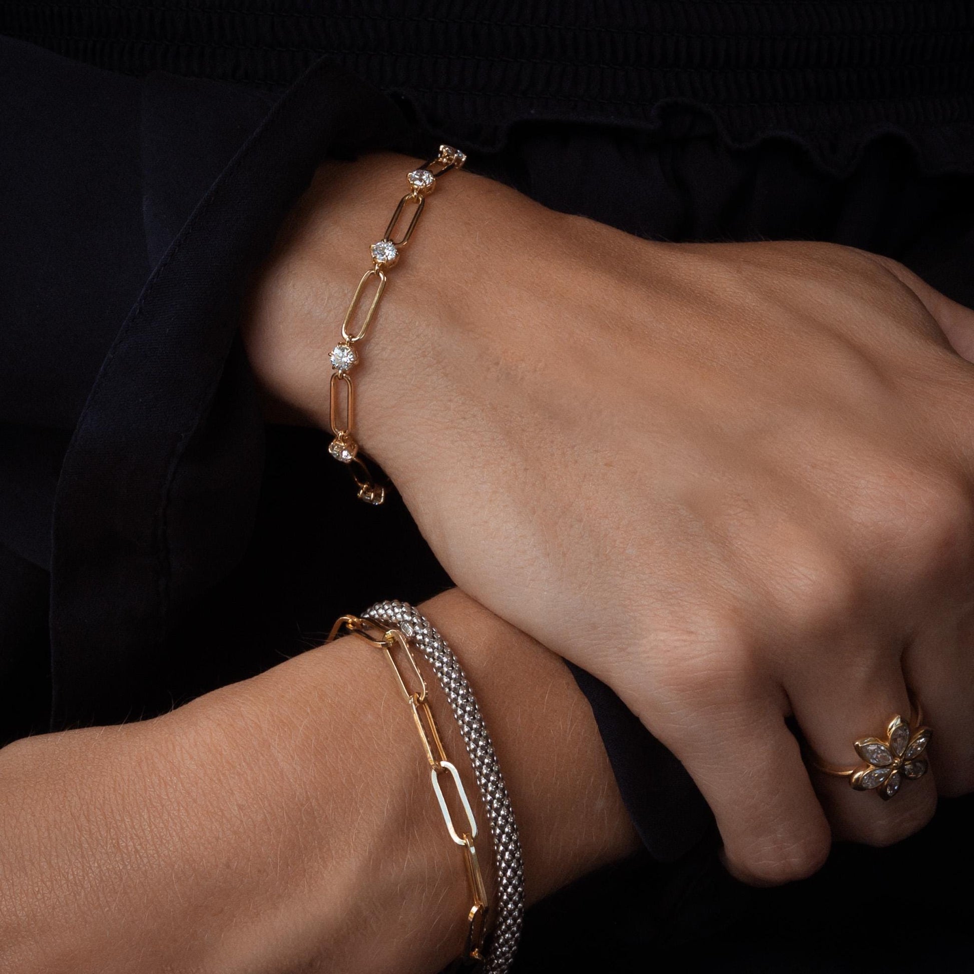 Gold Diamond Link Bracelet