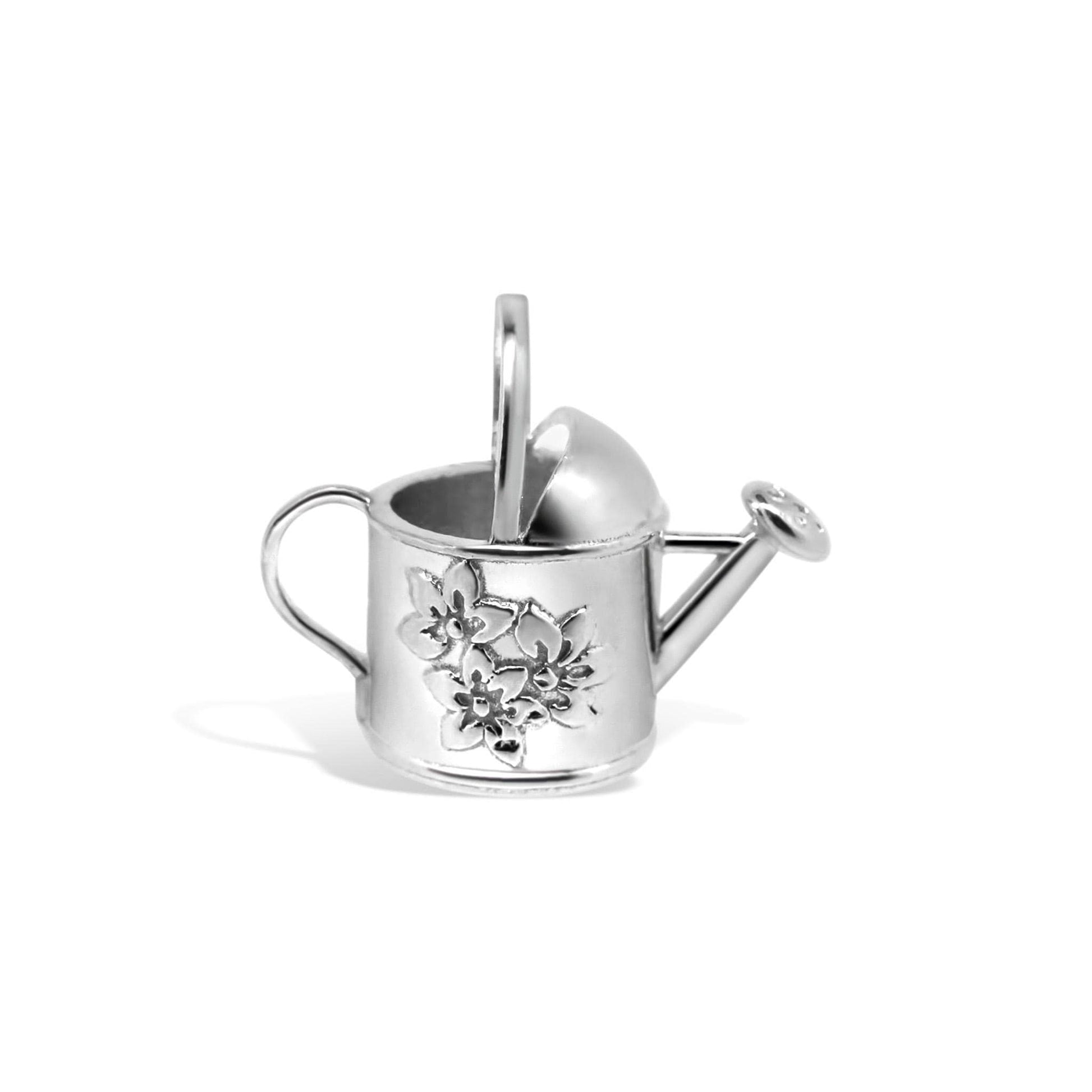 Watering Can, with flowers, old-fashioned vintage inspired gardener's necklace in solid silver