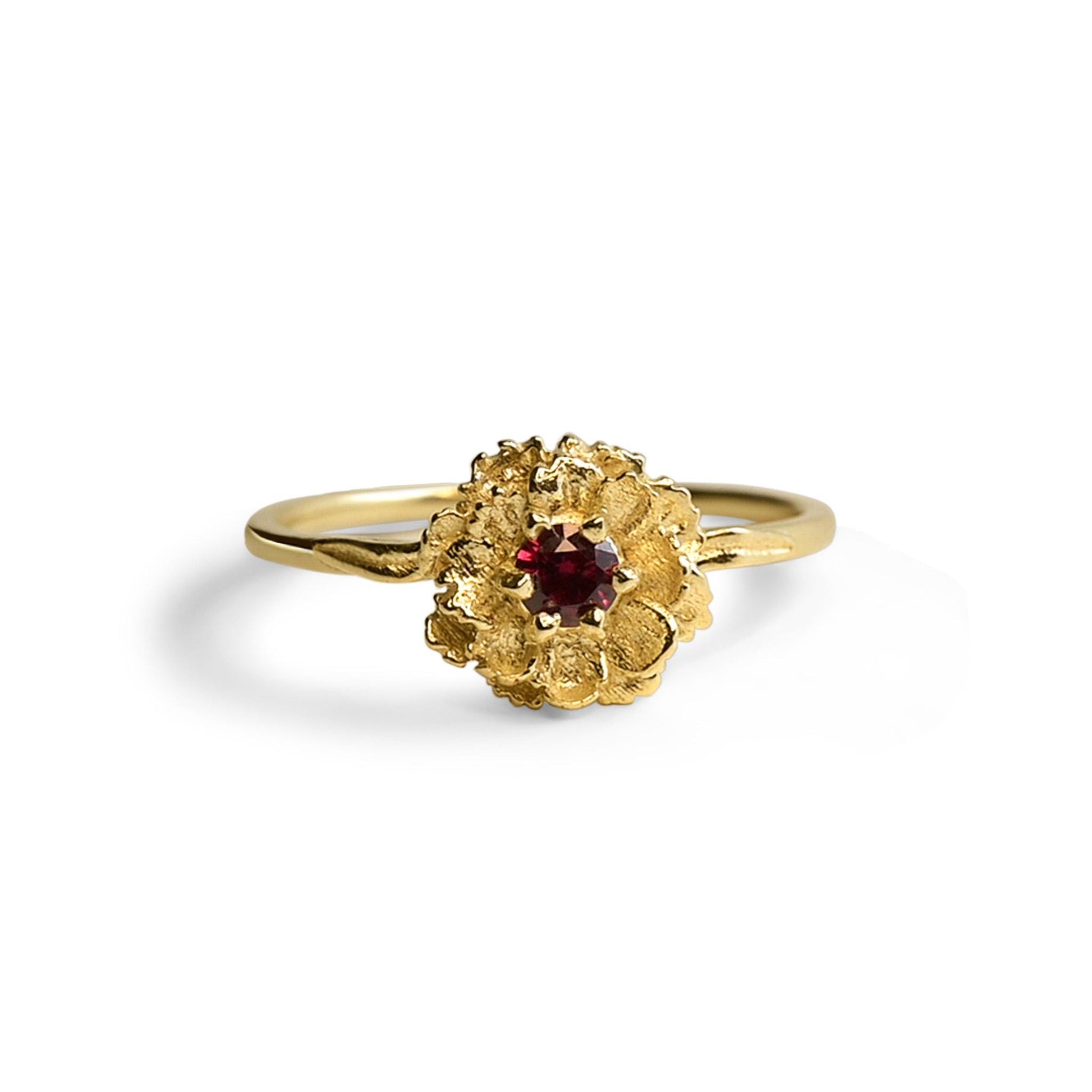 Solid Gold Carnation Flower Ring