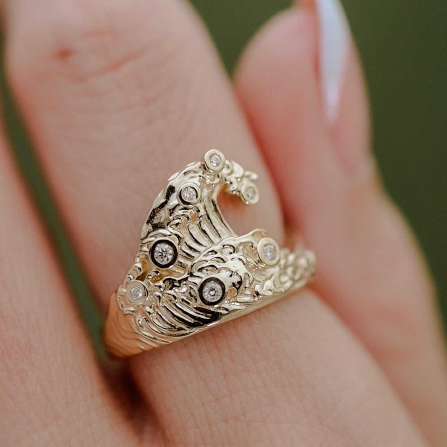 Diamond Ocean Wave ring