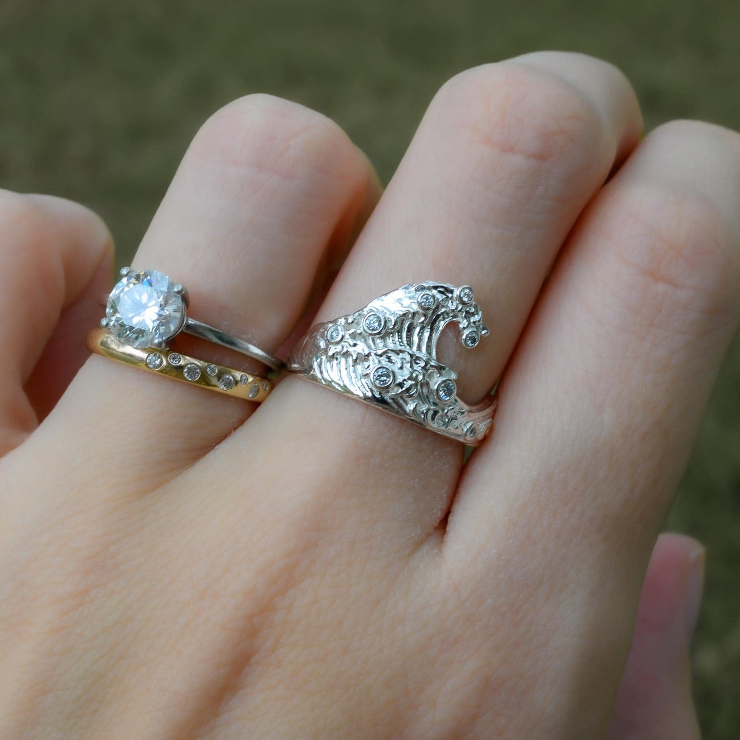 Diamond Ocean Wave ring
