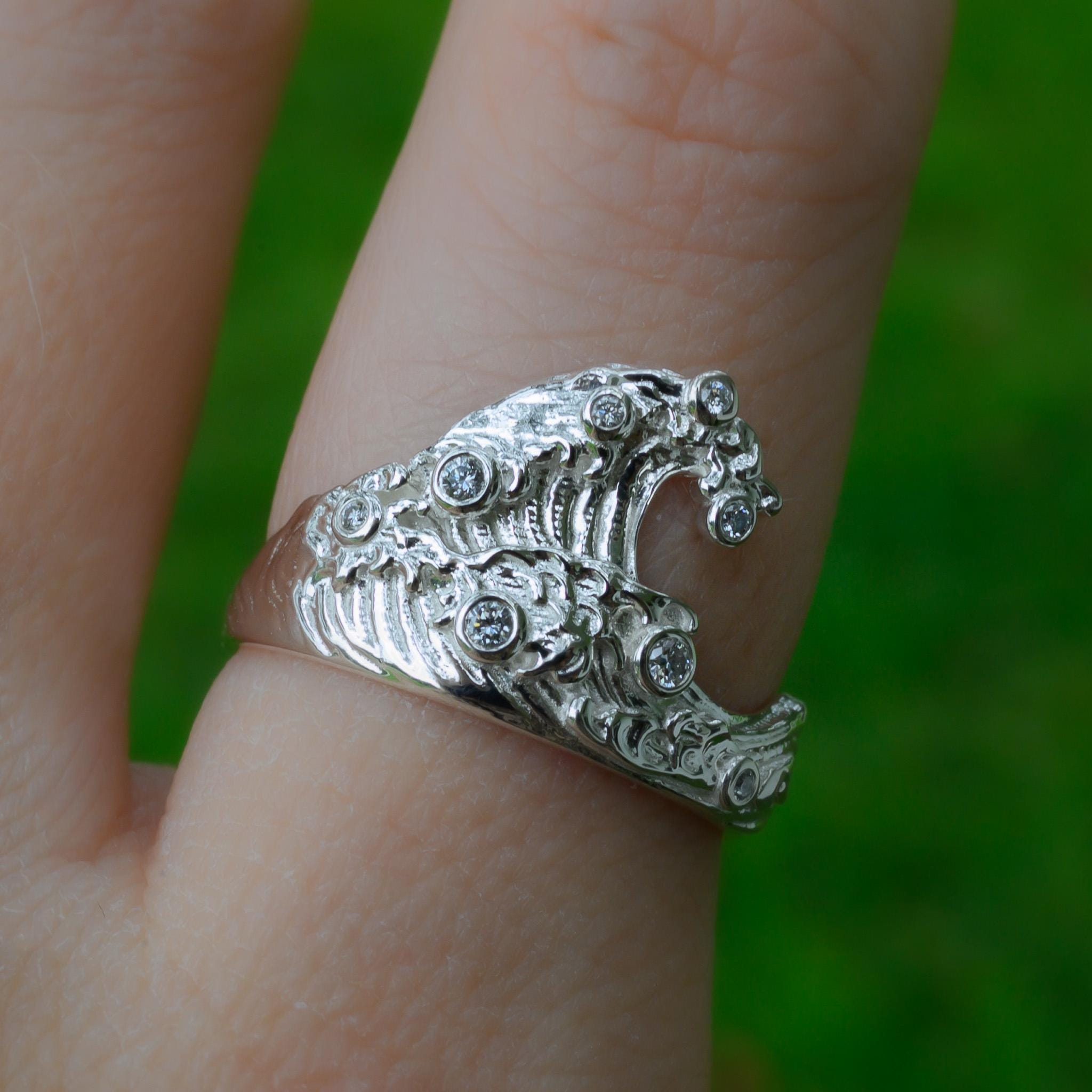 Diamond Ocean Wave ring