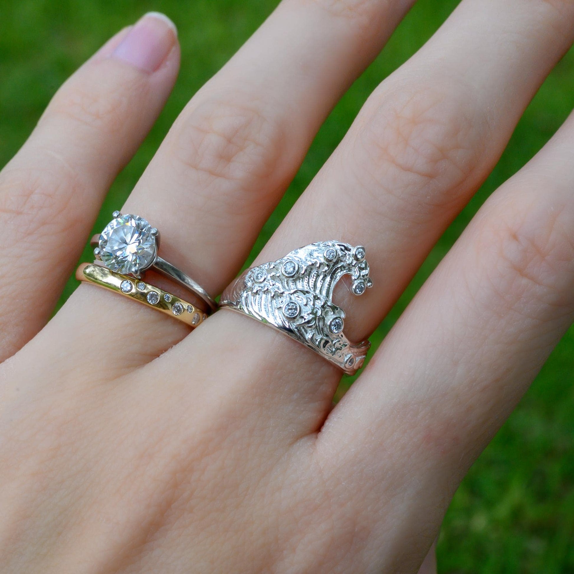 Diamond Ocean Wave ring